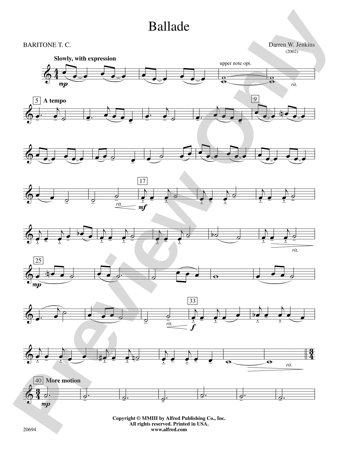 Ballade: Baritone T.C.