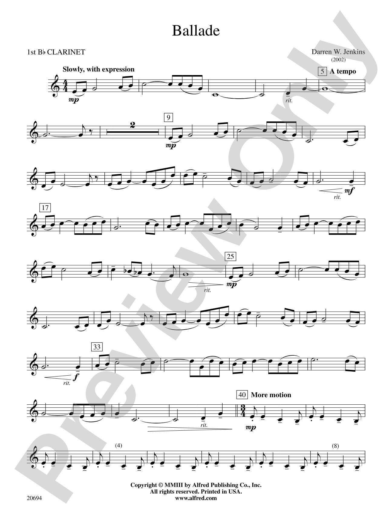 Ballade: 1st B-flat Clarinet