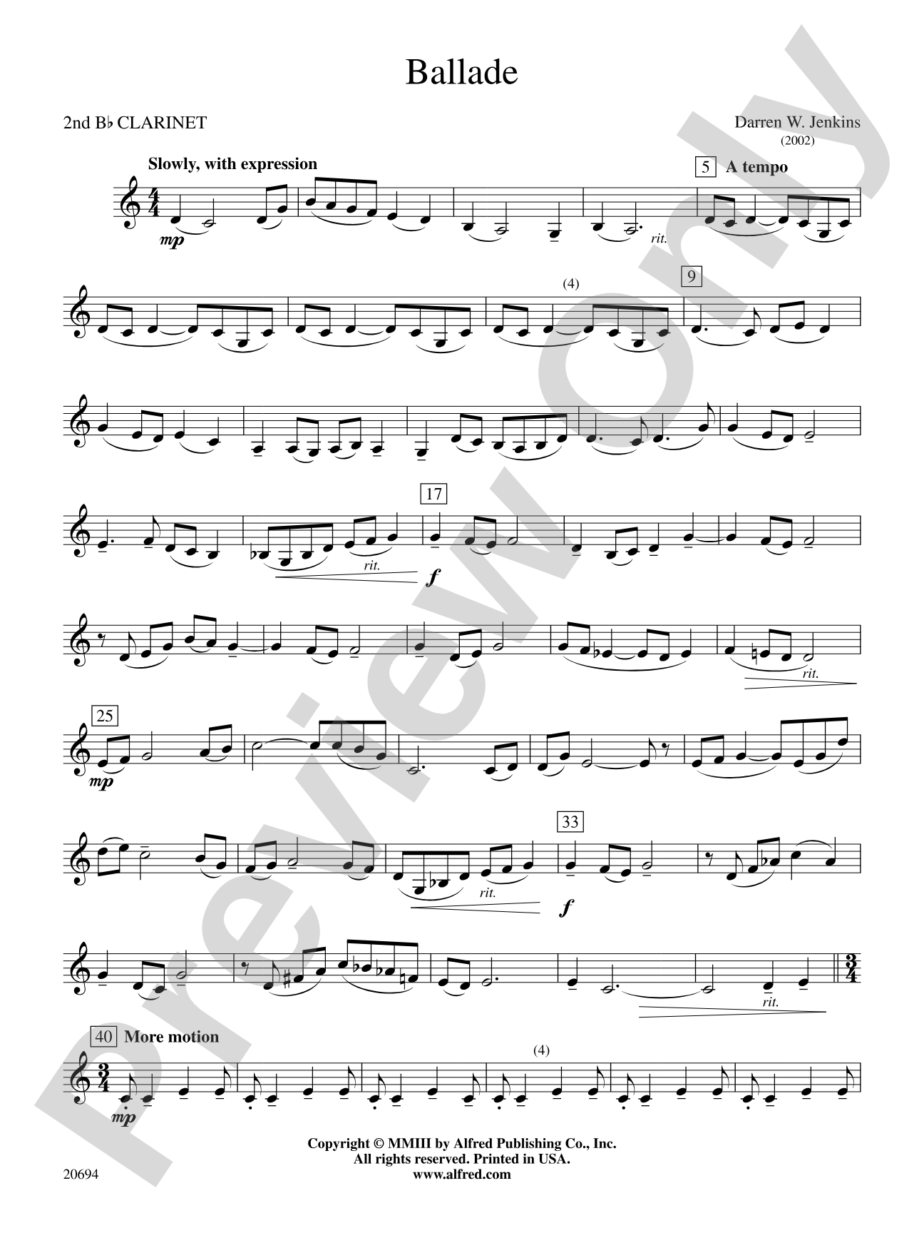 Ballade: 2nd B-flat Clarinet