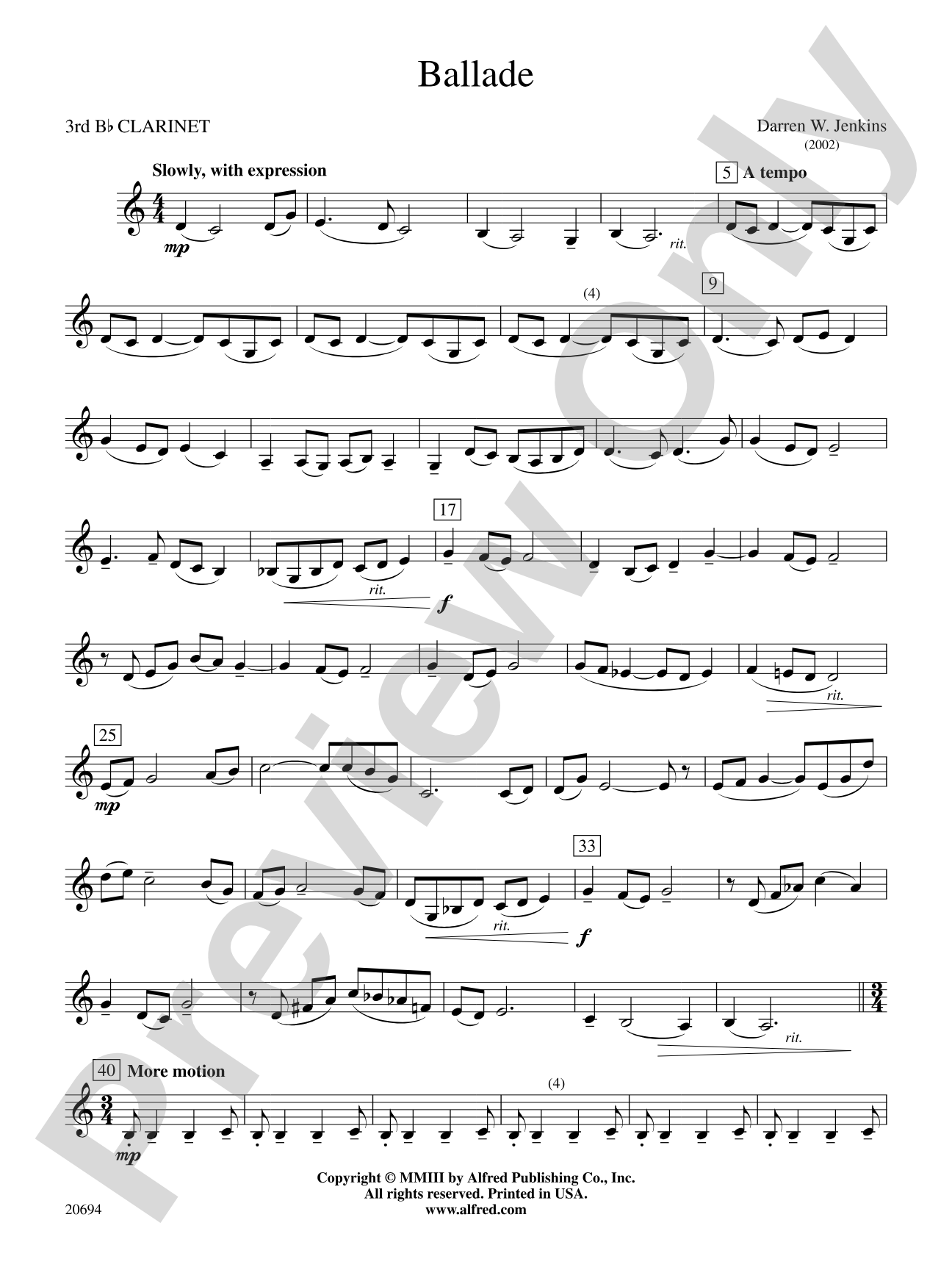 Ballade: 3rd B-flat Clarinet
