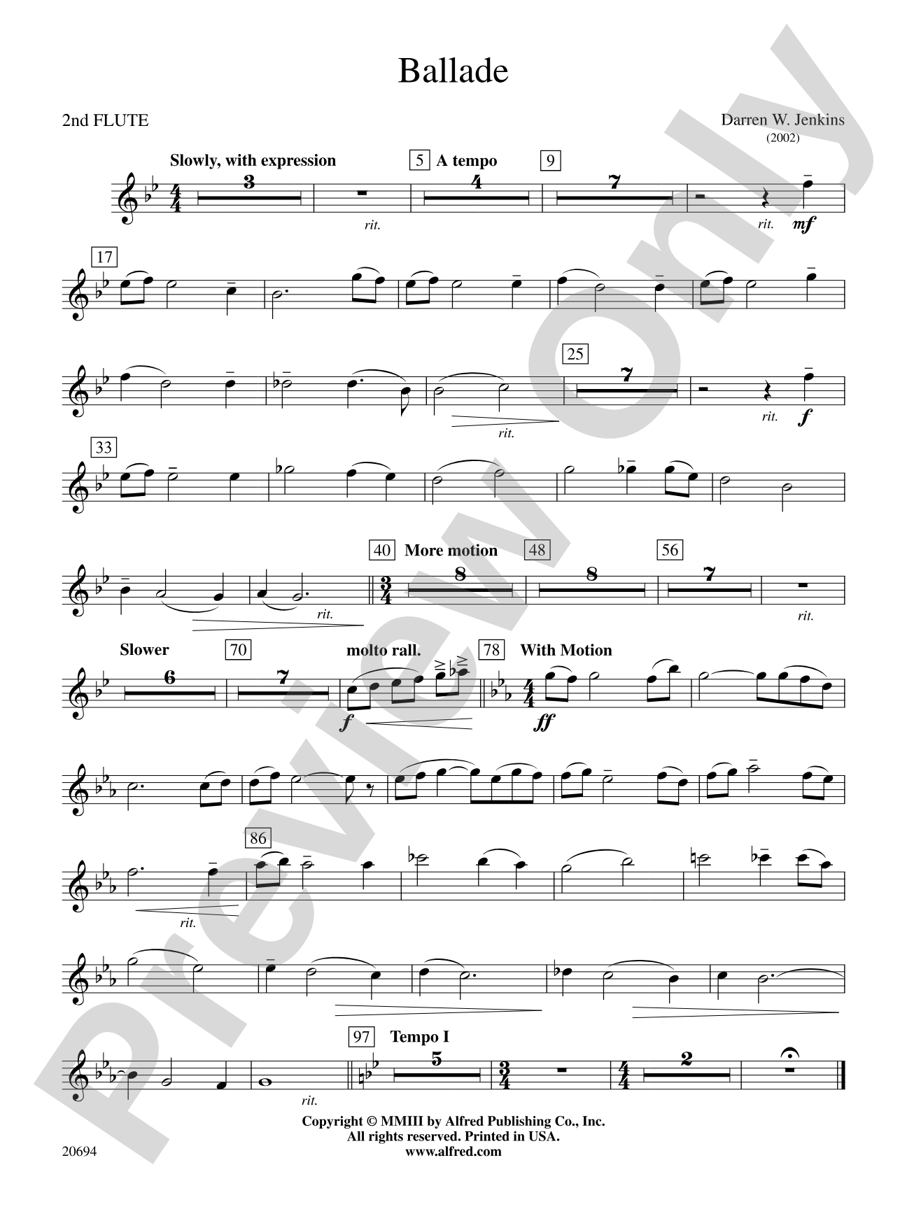 Ballade: 2nd Flute