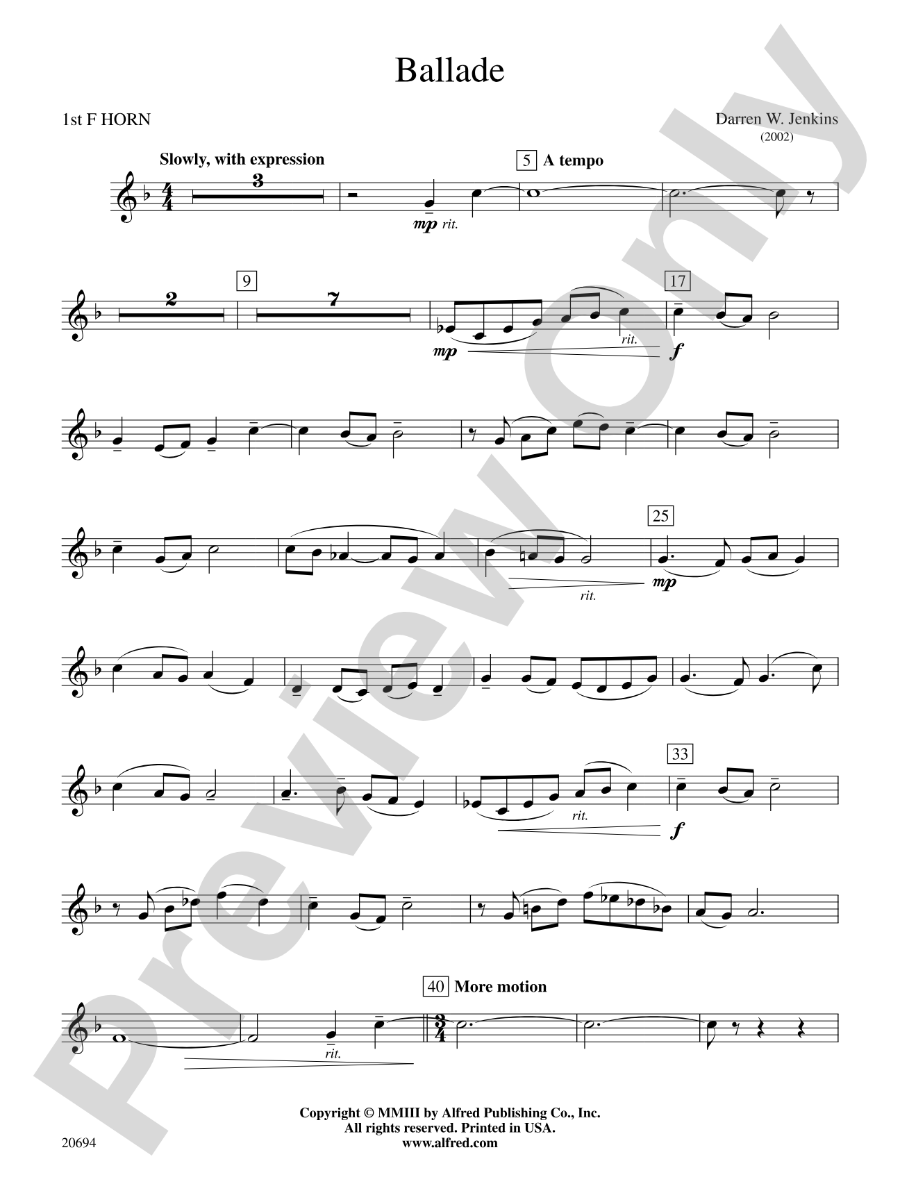 Ballade: 1st F Horn