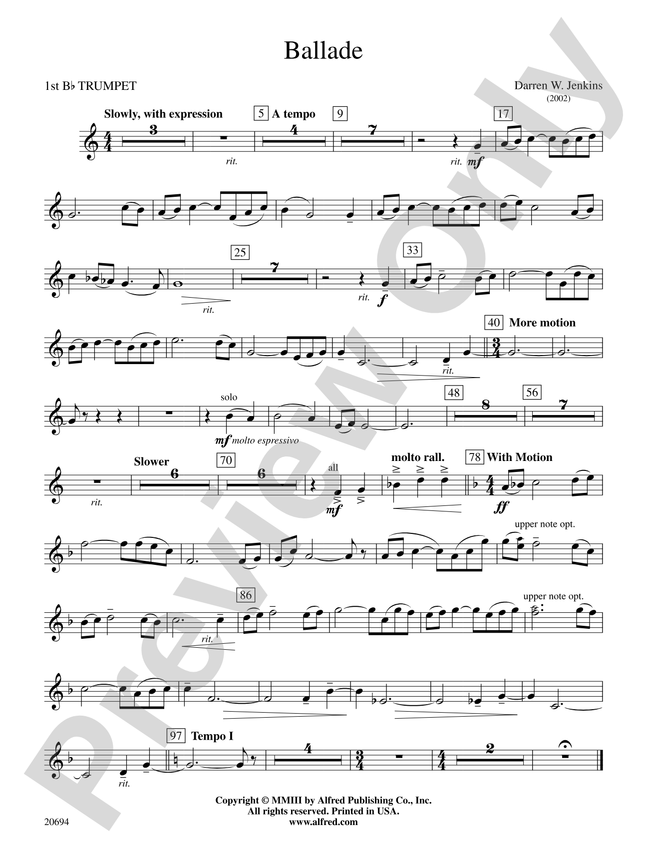 Ballade: 1st B-flat Trumpet