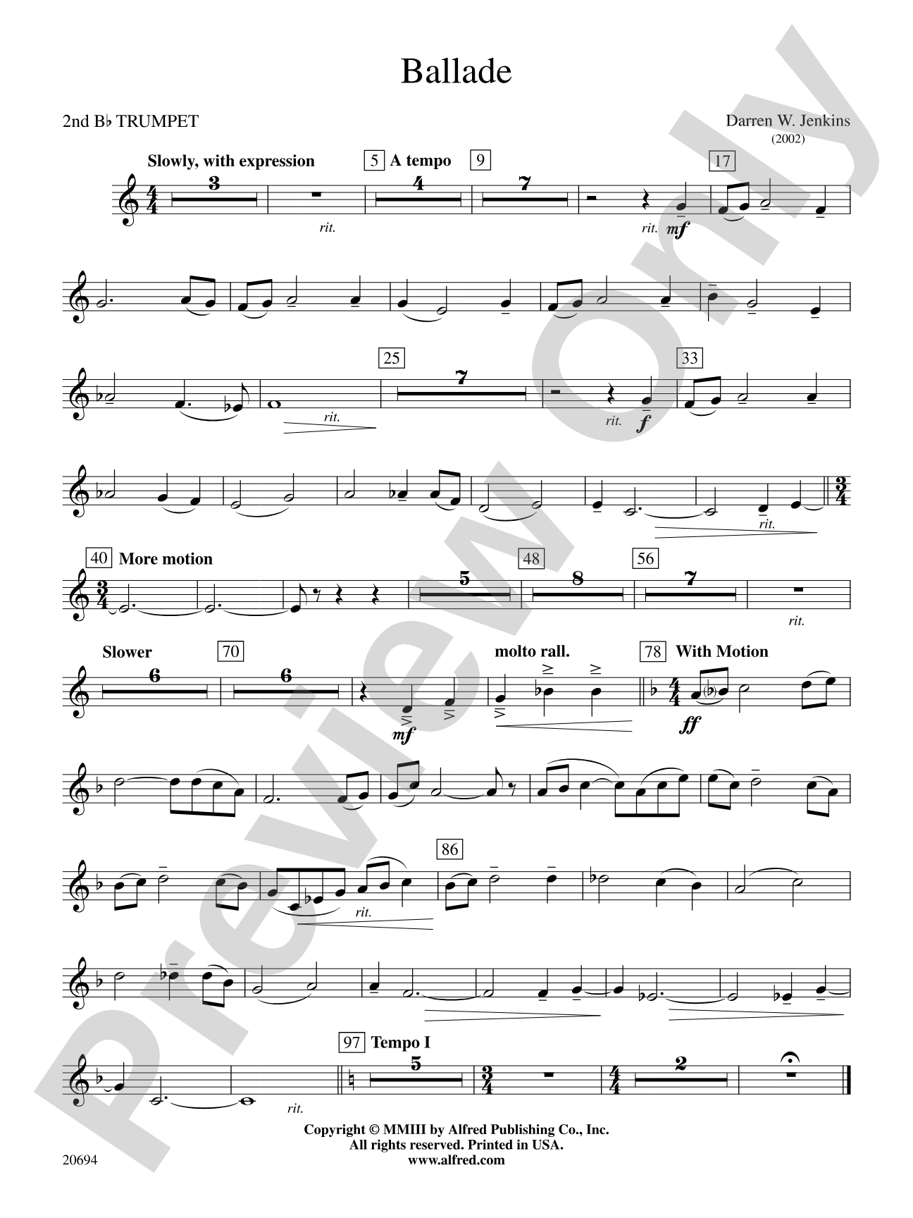 Ballade: 2nd B-flat Trumpet