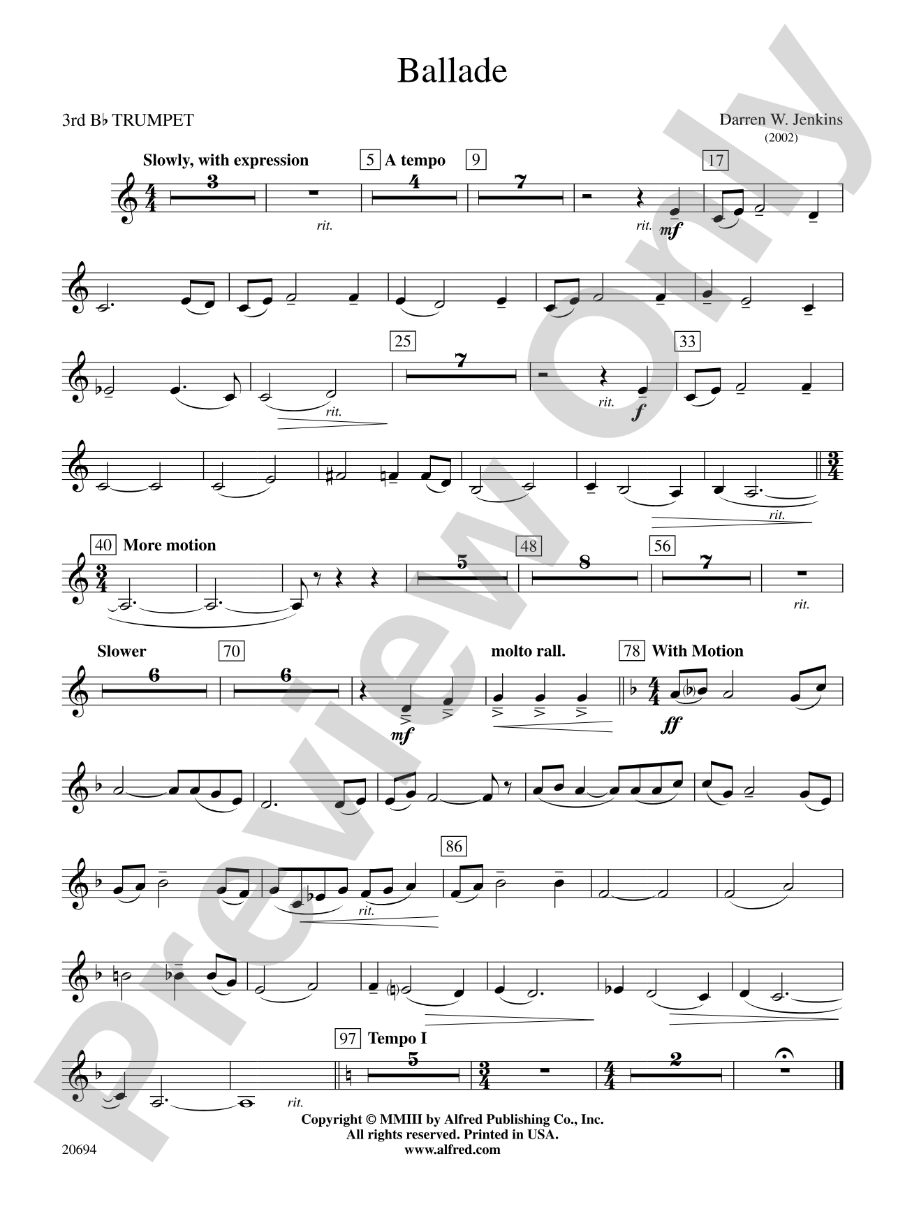 Ballade: 3rd B-flat Trumpet