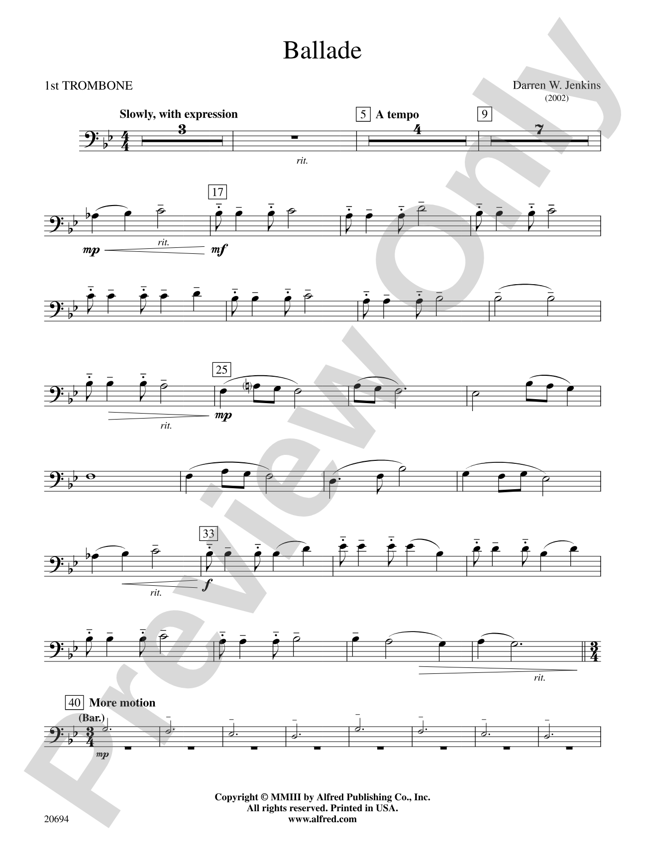 Ballade: 1st Trombone