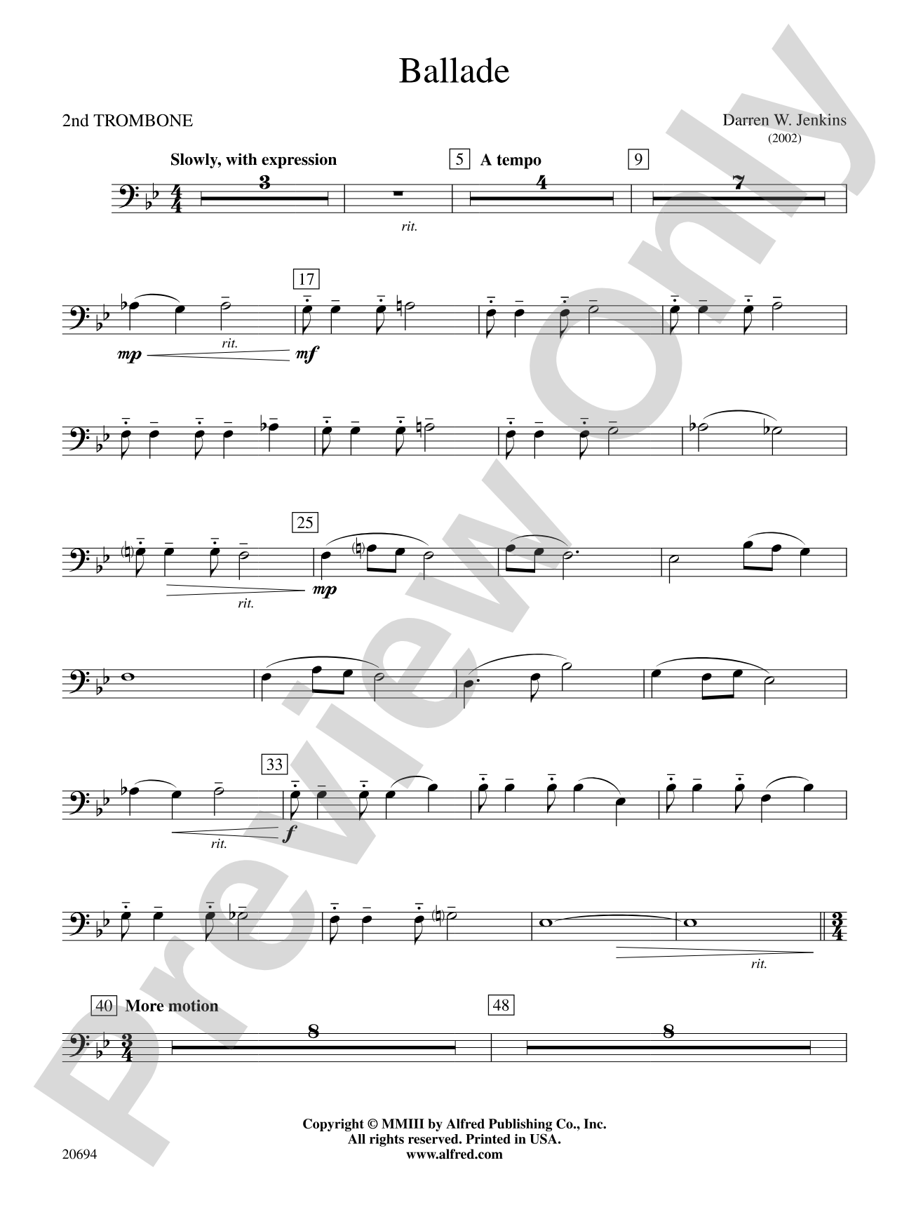 Ballade: 2nd Trombone