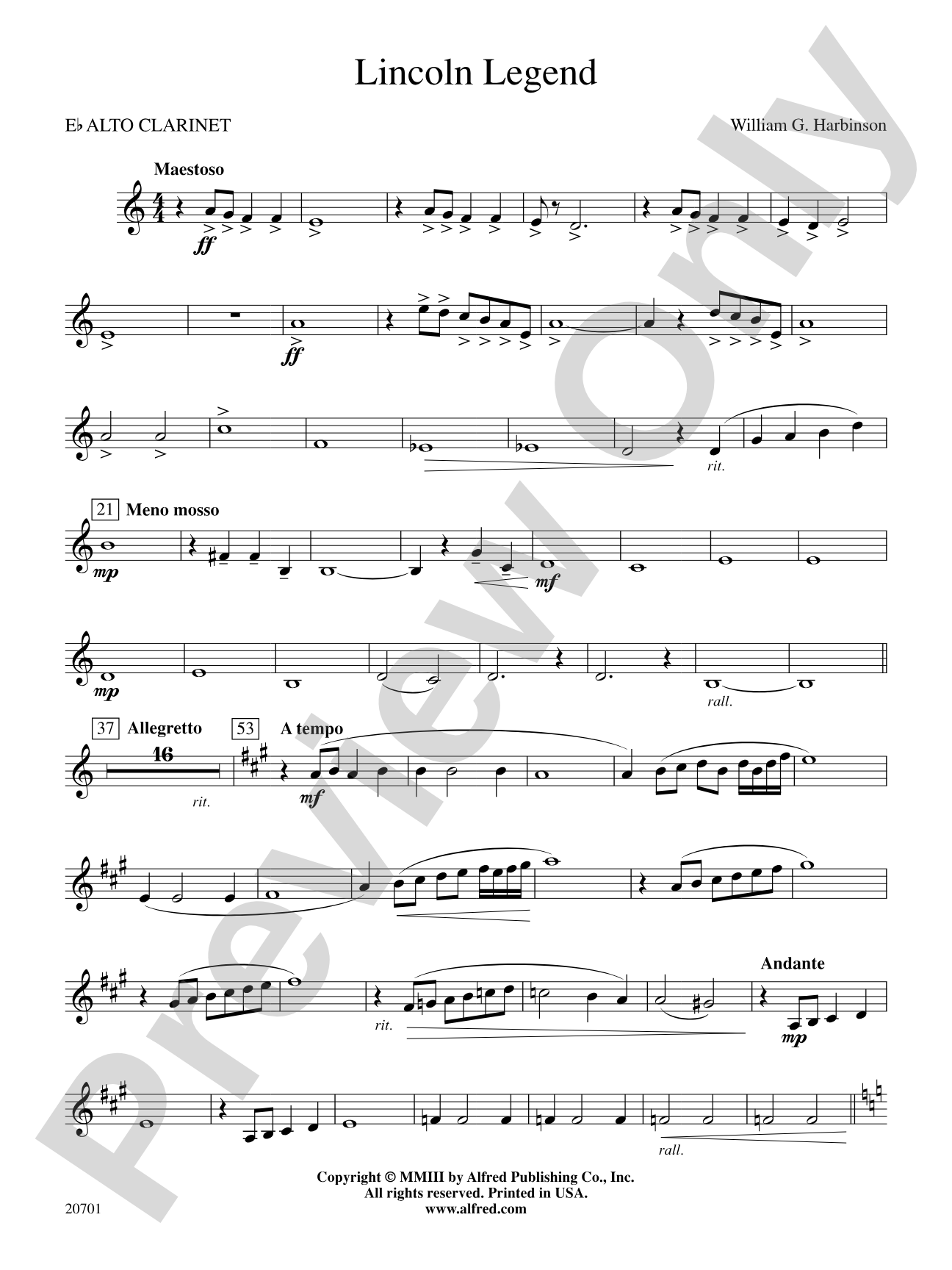 Lincoln Legend: E-flat Alto Clarinet
