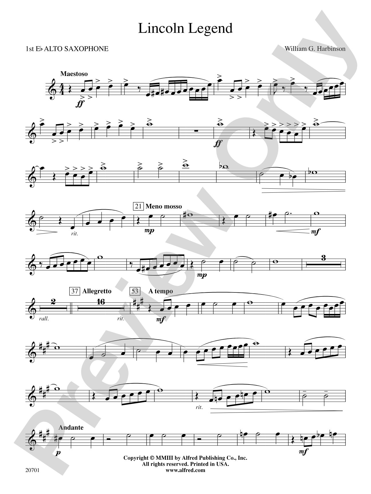 Lincoln Legend: E-flat Alto Saxophone