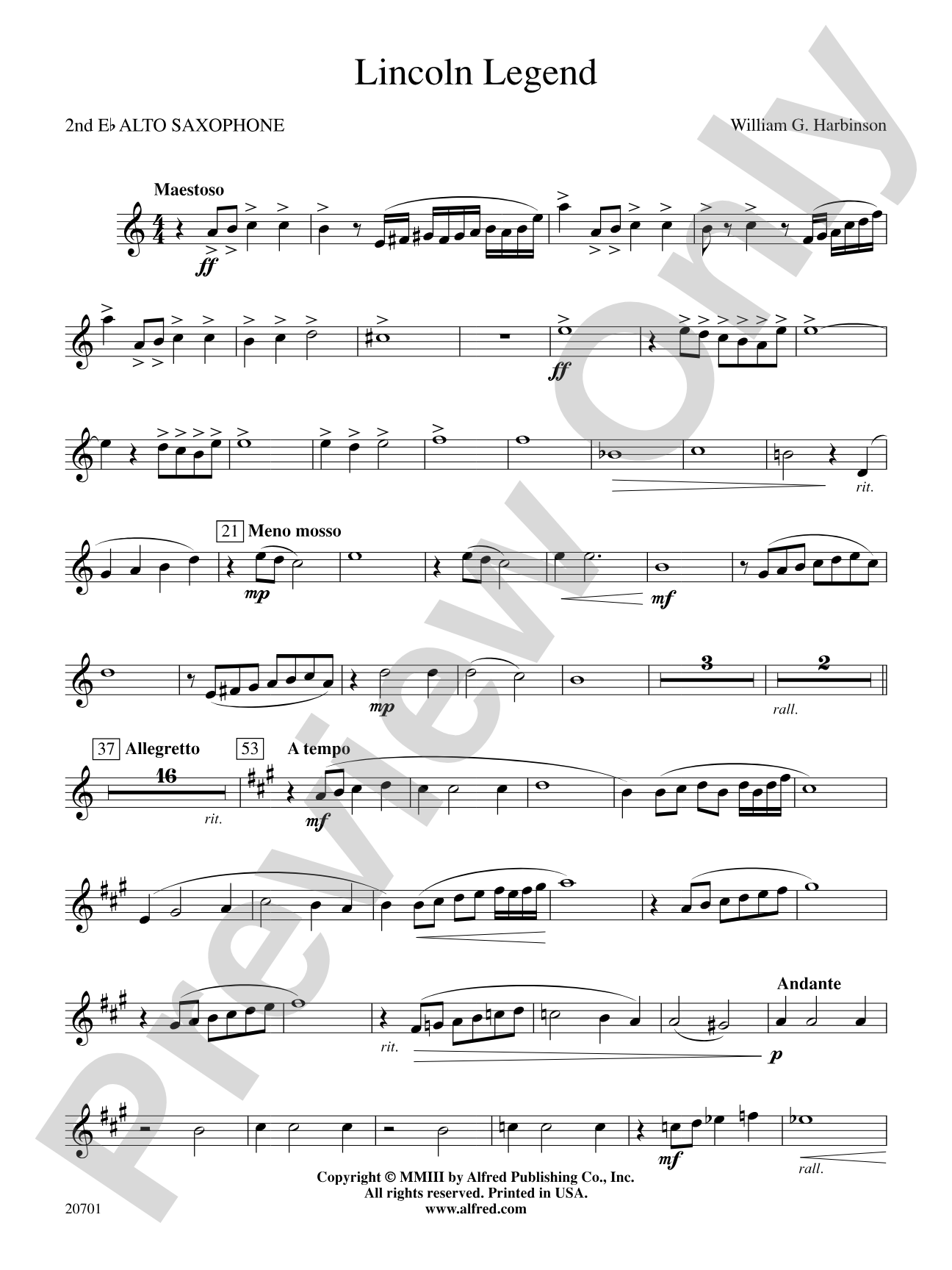 Lincoln Legend: 2nd E-flat Alto Saxophone