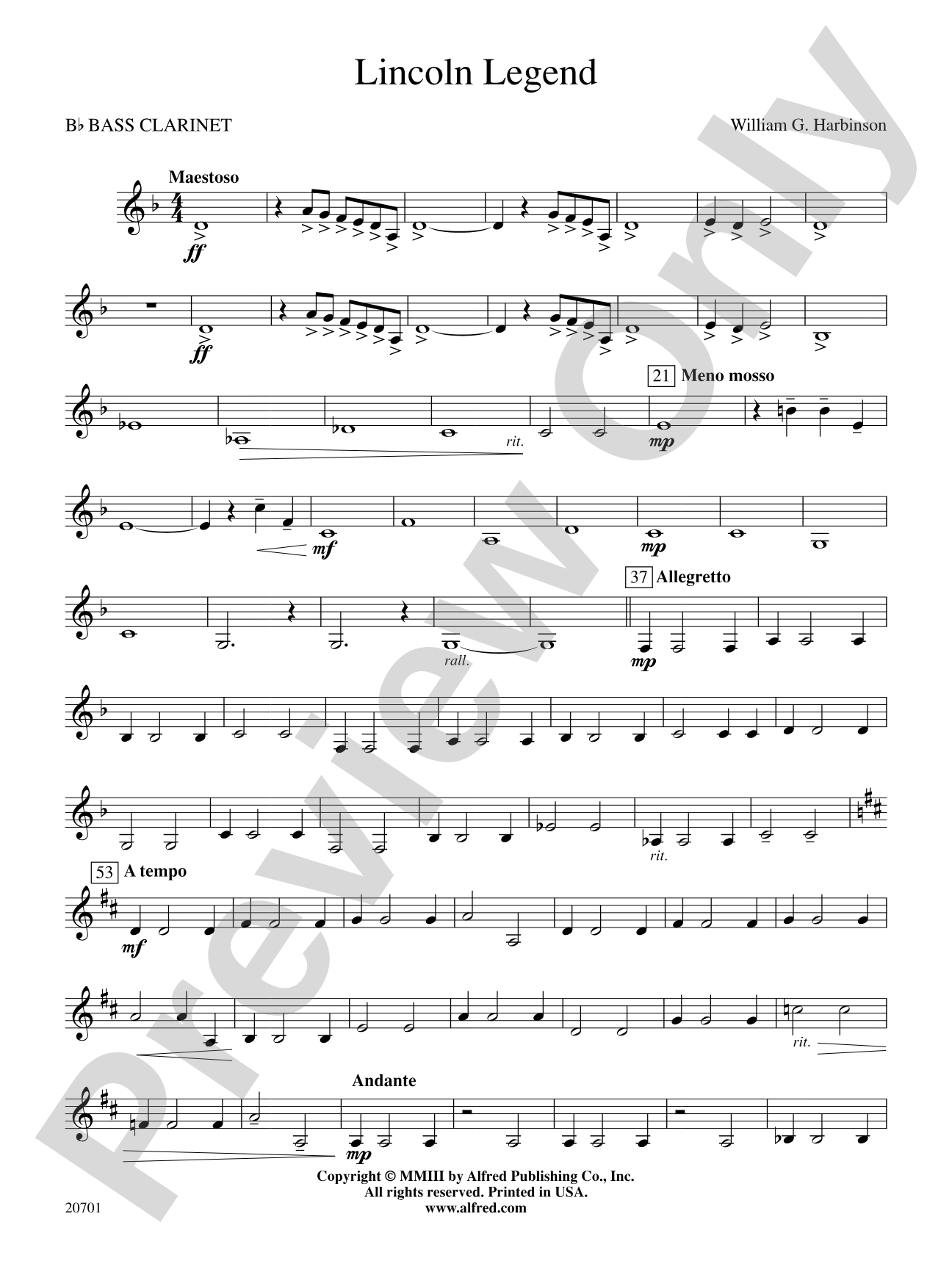 Lincoln Legend: B-flat Bass Clarinet