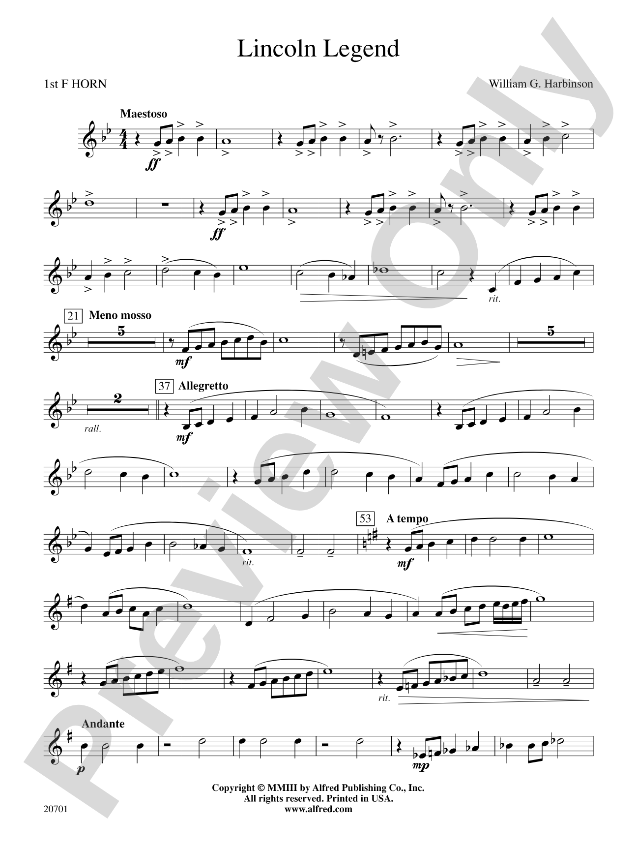 Lincoln Legend: 1st F Horn