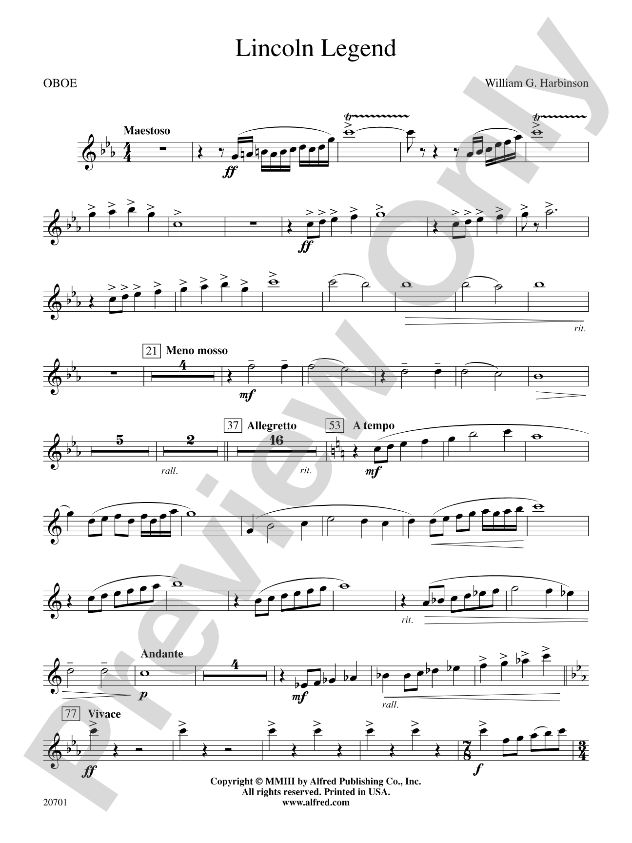 Lincoln Legend: Oboe