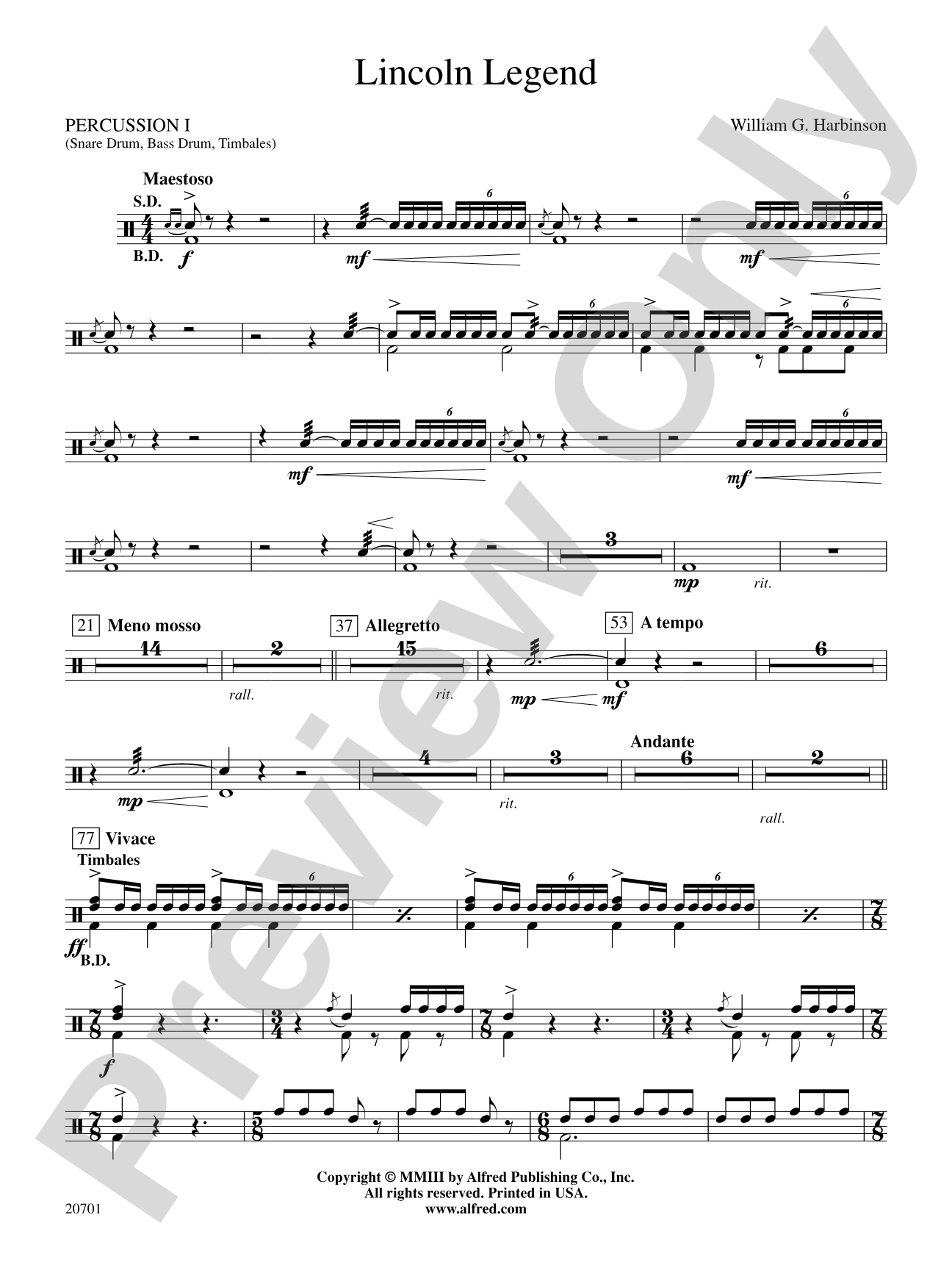 Lincoln Legend: 1st Percussion