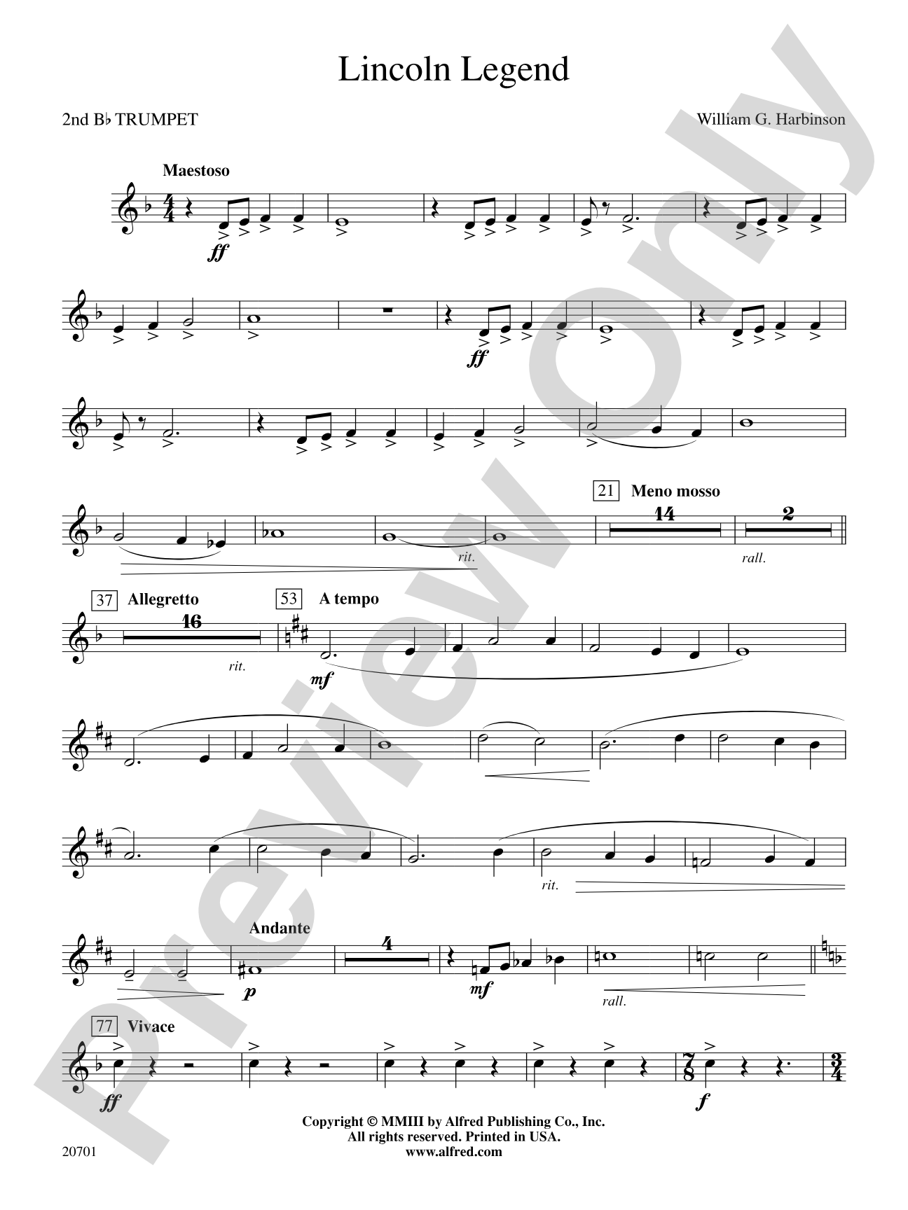 Lincoln Legend: 2nd B-flat Trumpet