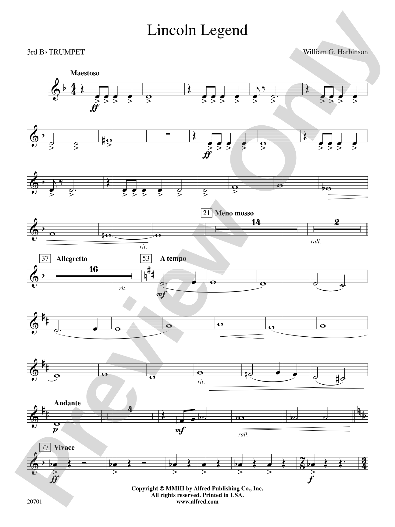 Lincoln Legend: 3rd B-flat Trumpet
