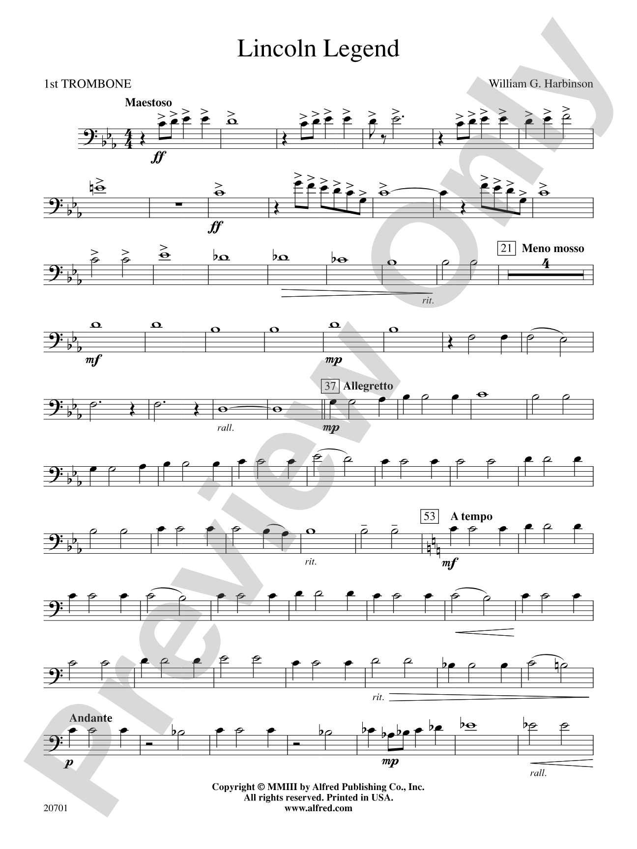 Lincoln Legend: 1st Trombone