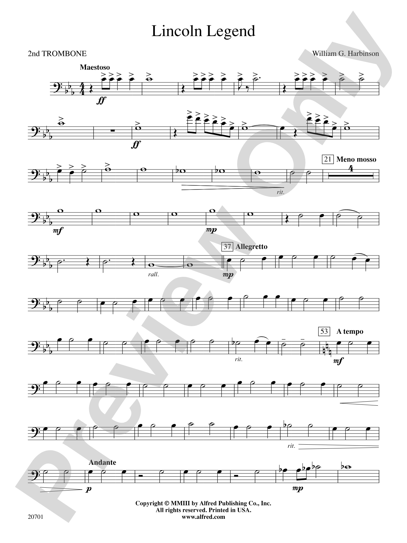 Lincoln Legend: 2nd Trombone