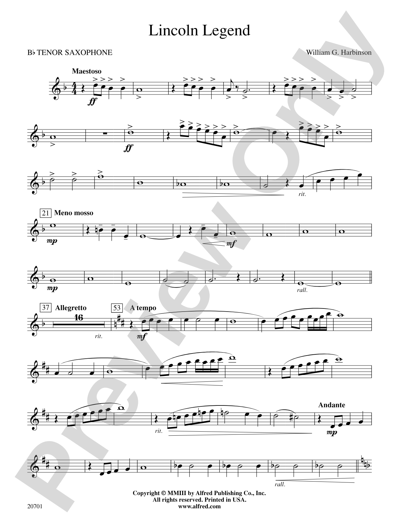 Lincoln Legend: B-flat Tenor Saxophone