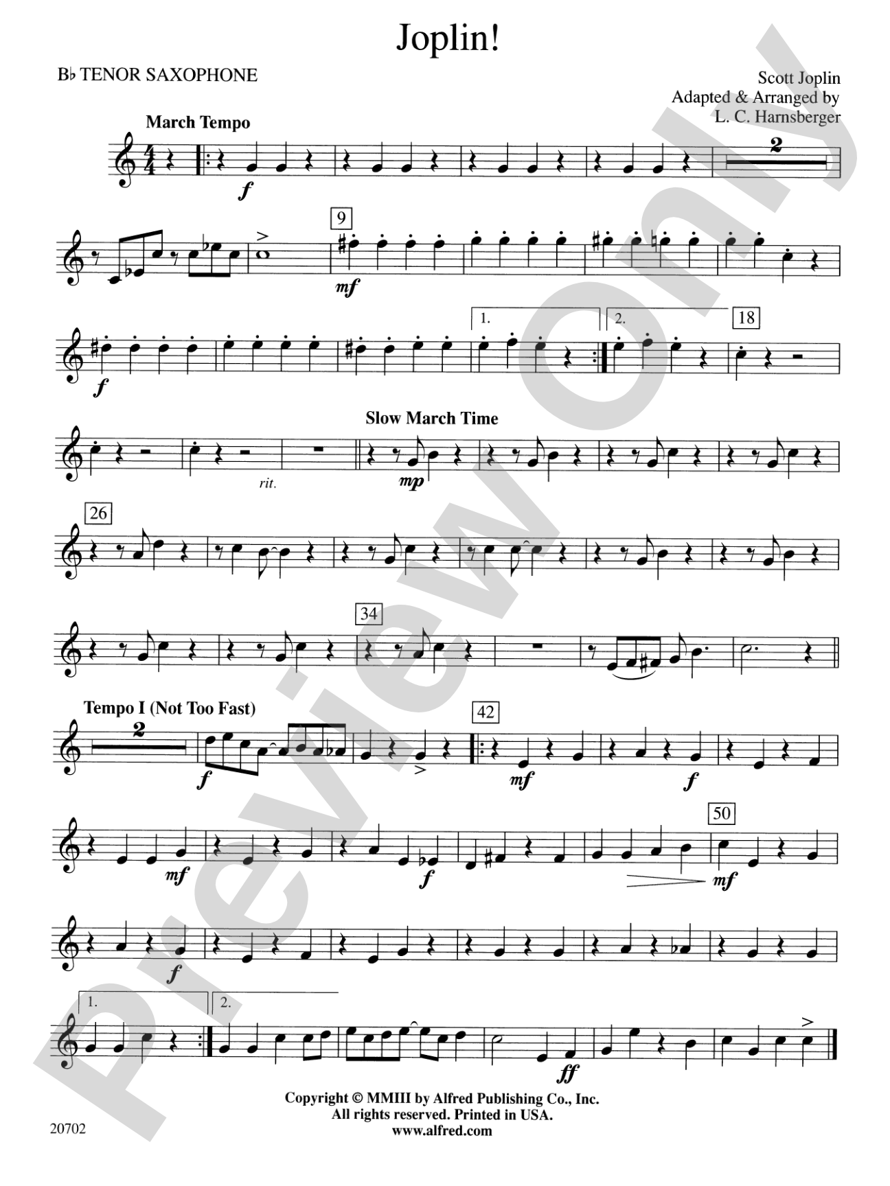 Joplin!: B-flat Tenor Saxophone