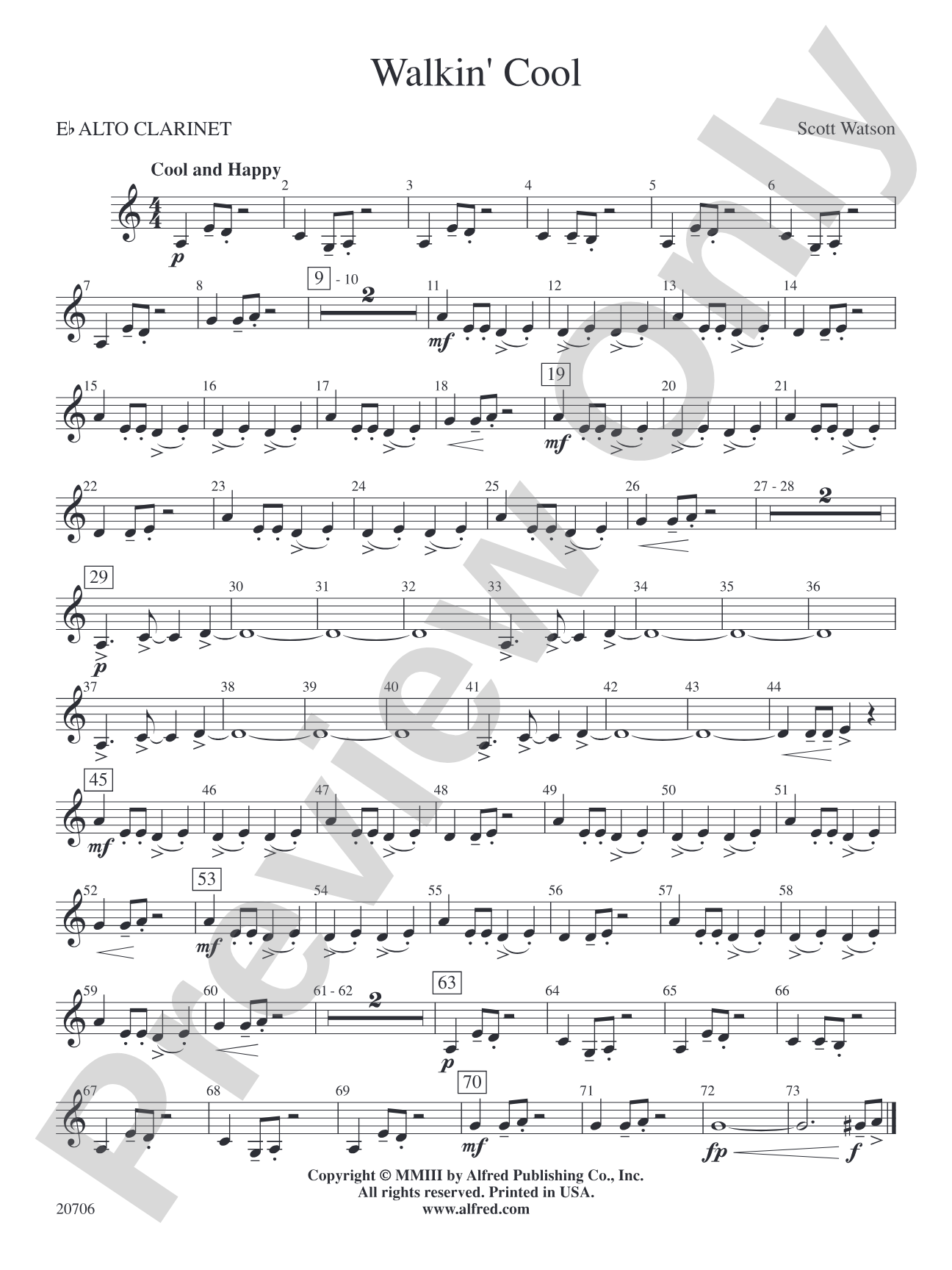 Walkin' Cool: E-flat Alto Clarinet