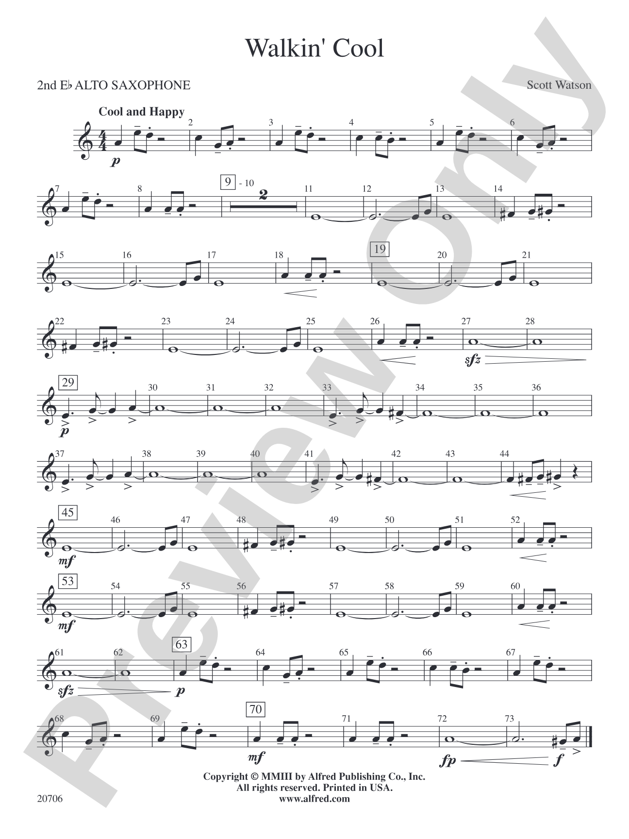 Walkin' Cool: 2nd E-flat Alto Saxophone
