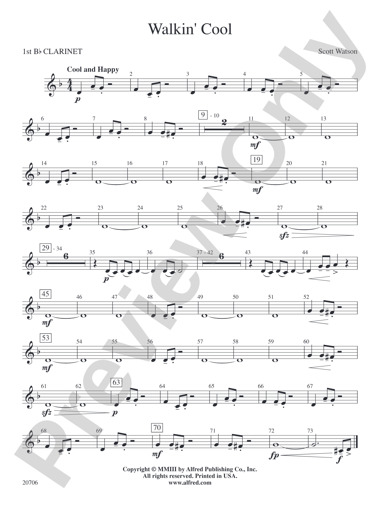 Walkin' Cool: 1st B-flat Clarinet