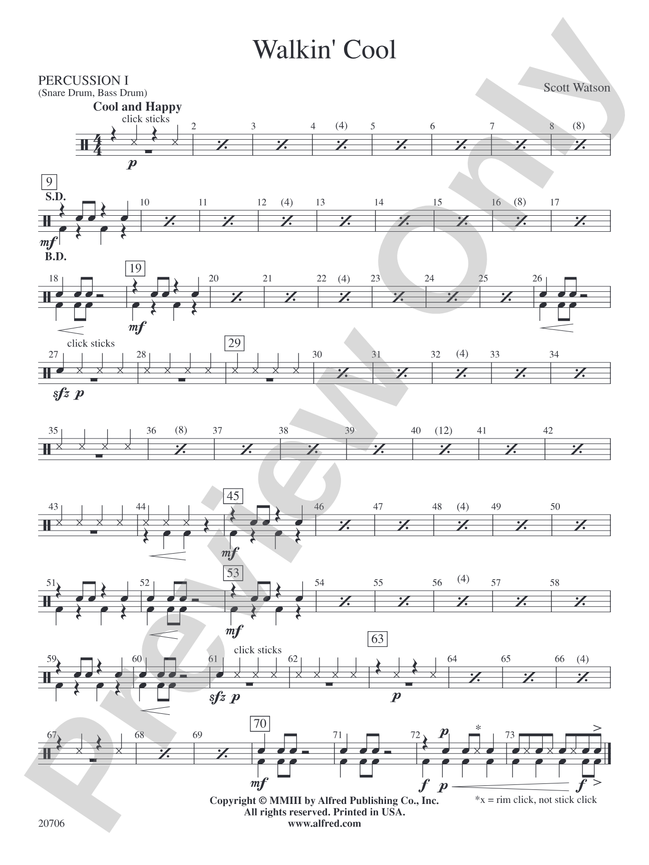 Walkin' Cool: 1st Percussion