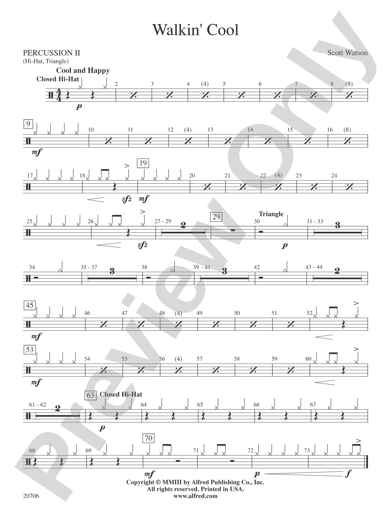 Walkin' Cool: 2nd Percussion