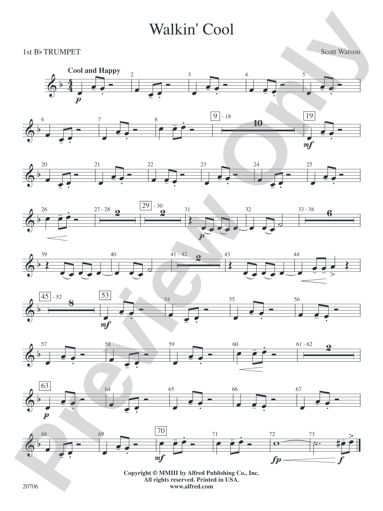 Walkin' Cool: 1st B-flat Trumpet