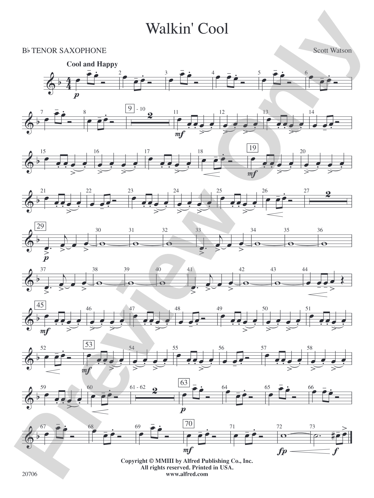 Walkin' Cool: B-flat Tenor Saxophone