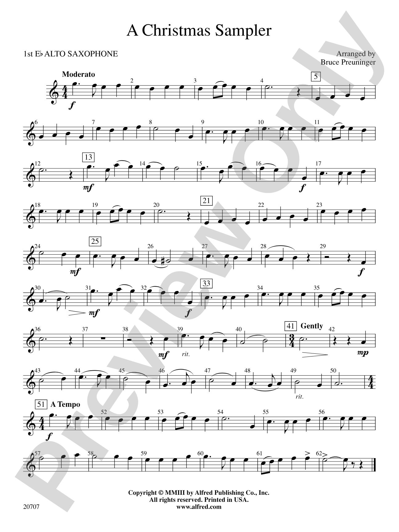 A Christmas Sampler: E-flat Alto Saxophone