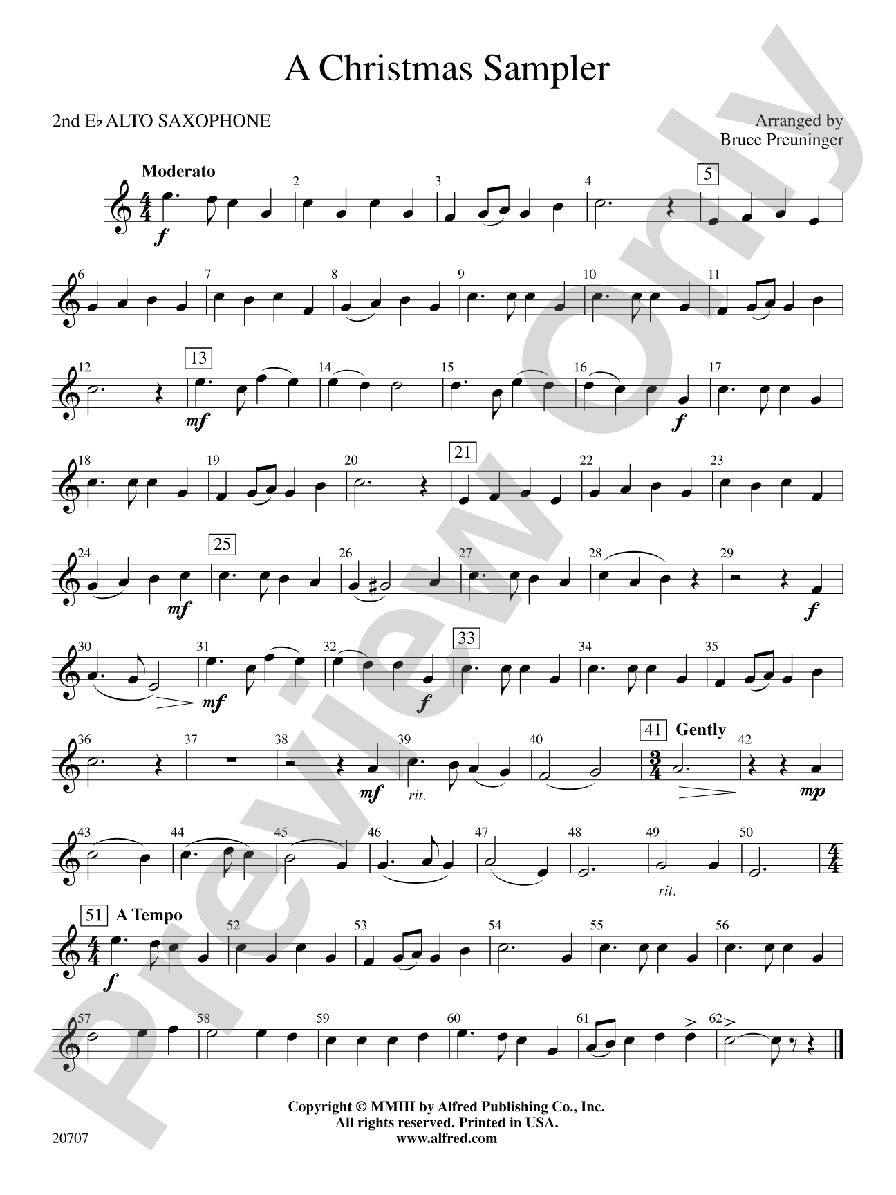 A Christmas Sampler: 2nd E-flat Alto Saxophone