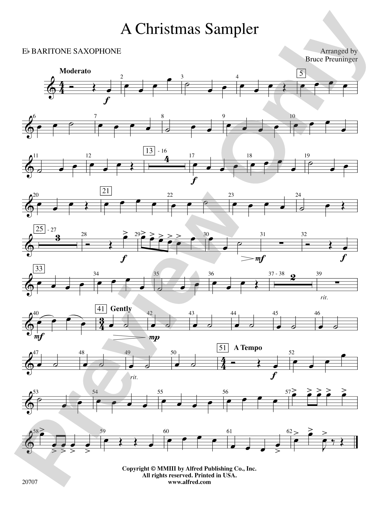 A Christmas Sampler: E-flat Baritone Saxophone