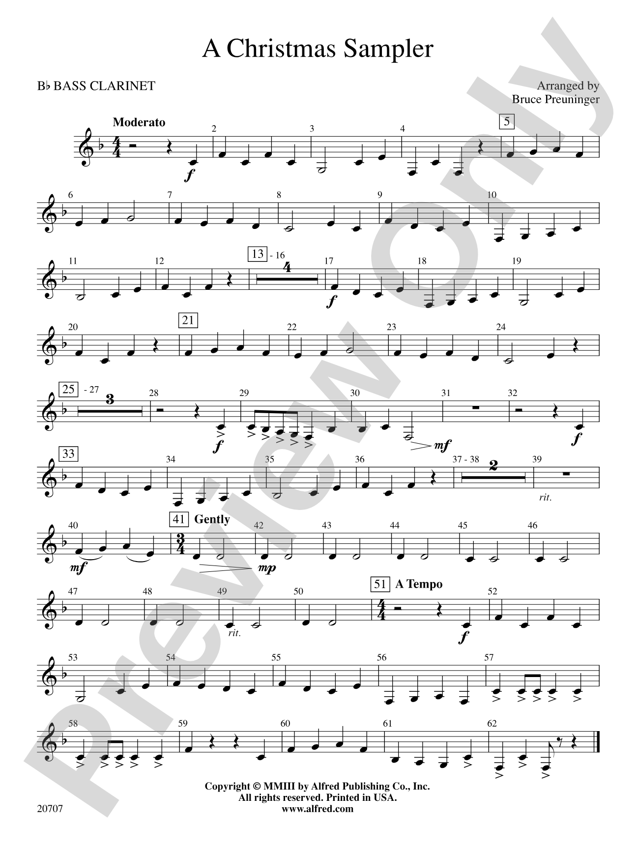 A Christmas Sampler: B-flat Bass Clarinet