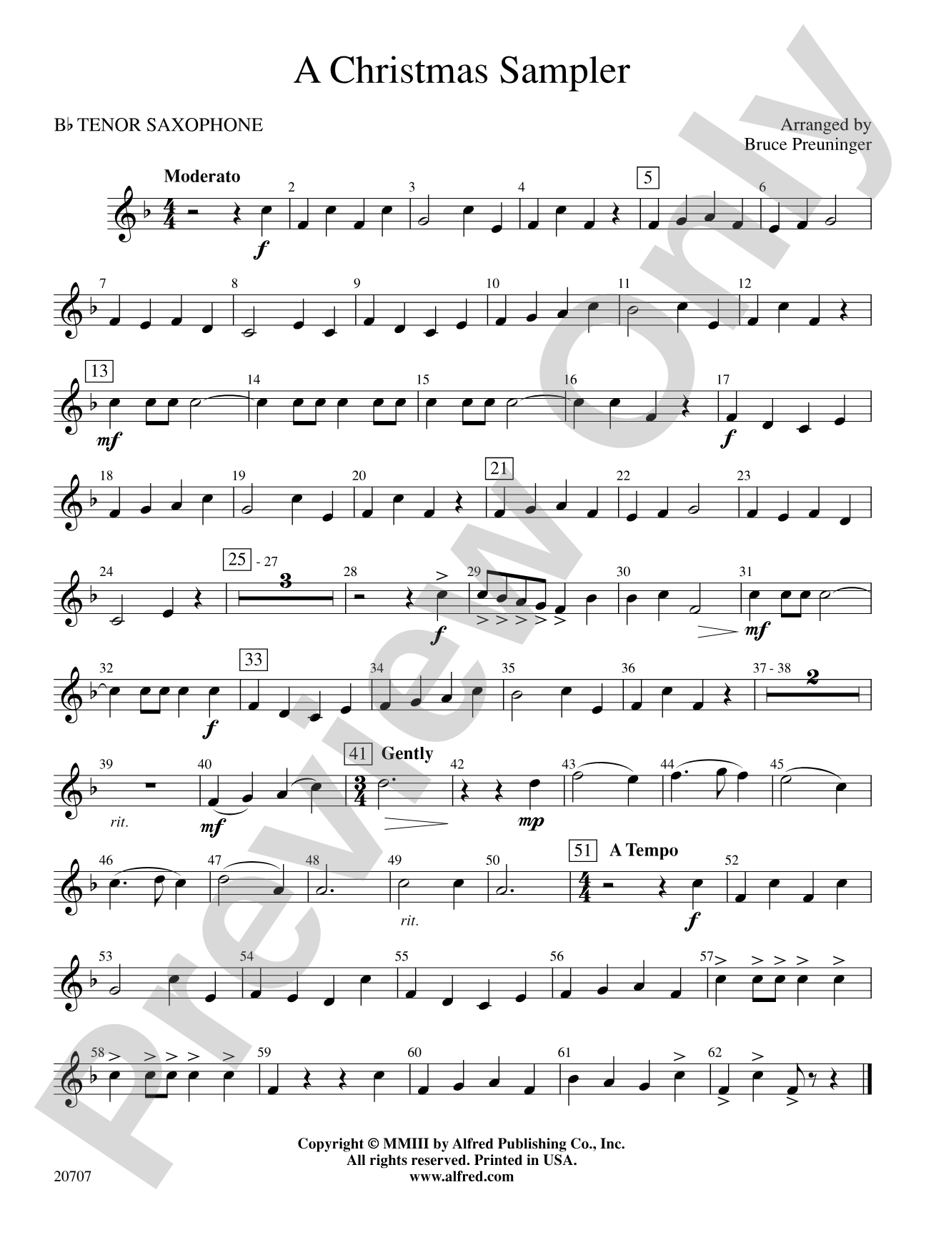 A Christmas Sampler: B-flat Tenor Saxophone