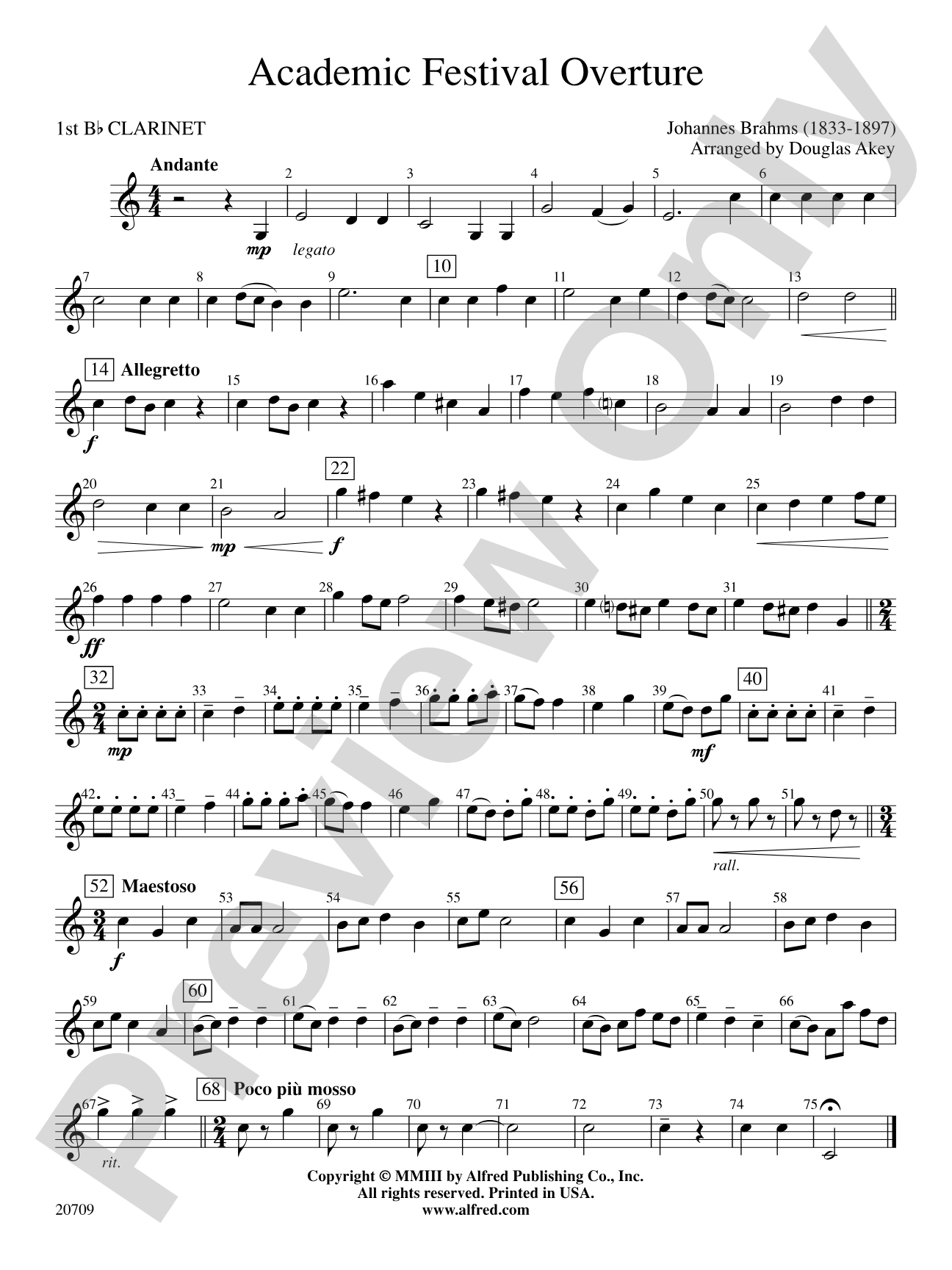 Academic Festival Overture: 1st B-flat Clarinet