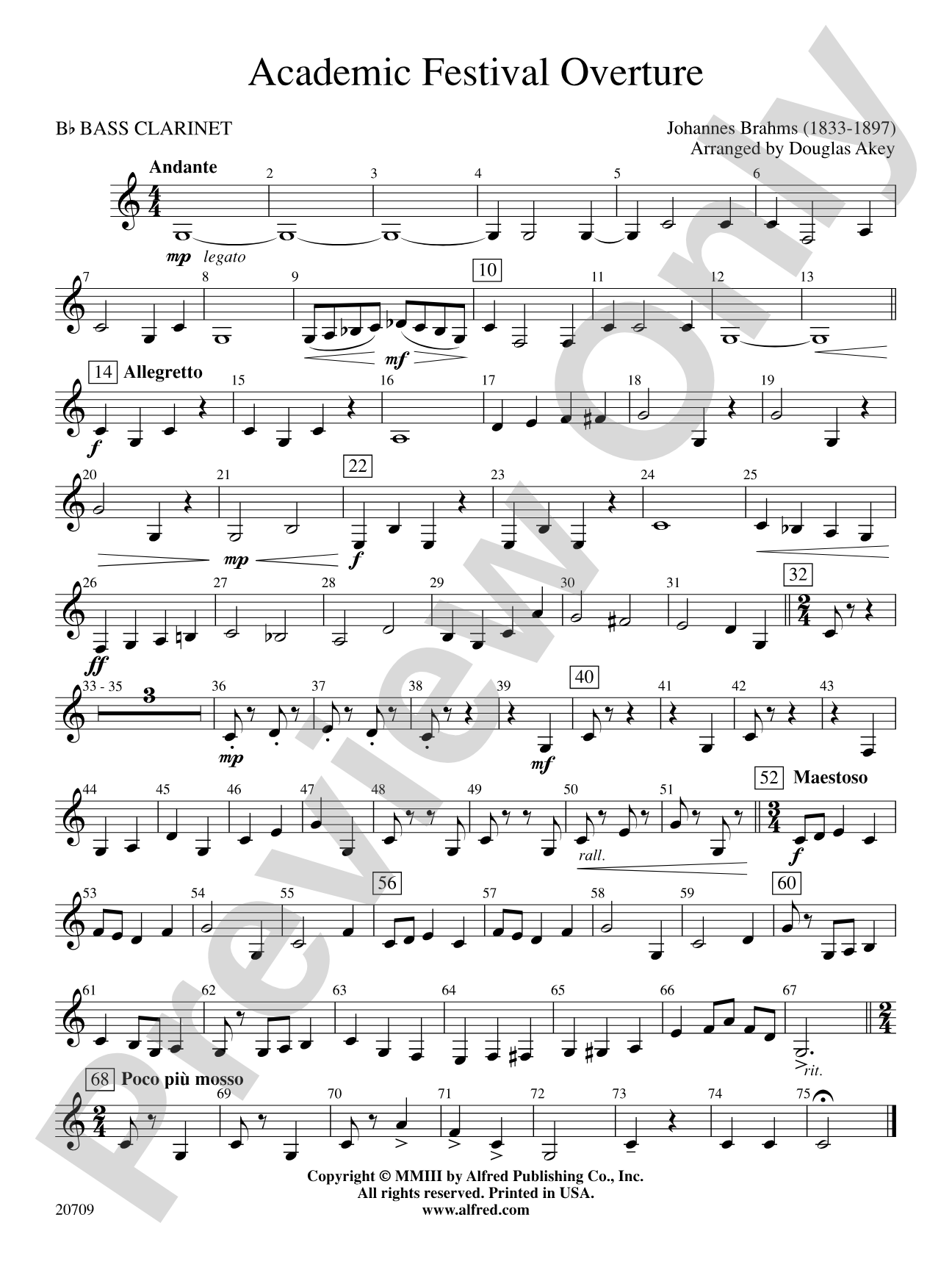 Academic Festival Overture: B-flat Bass Clarinet