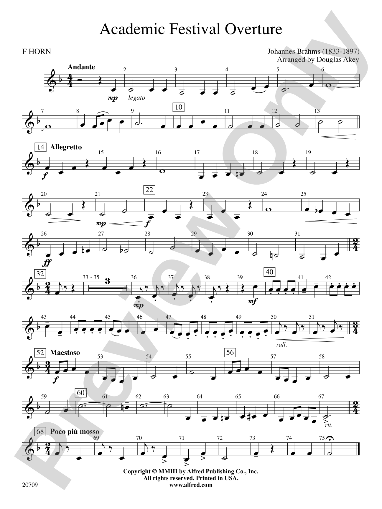 Academic Festival Overture: 1st F Horn