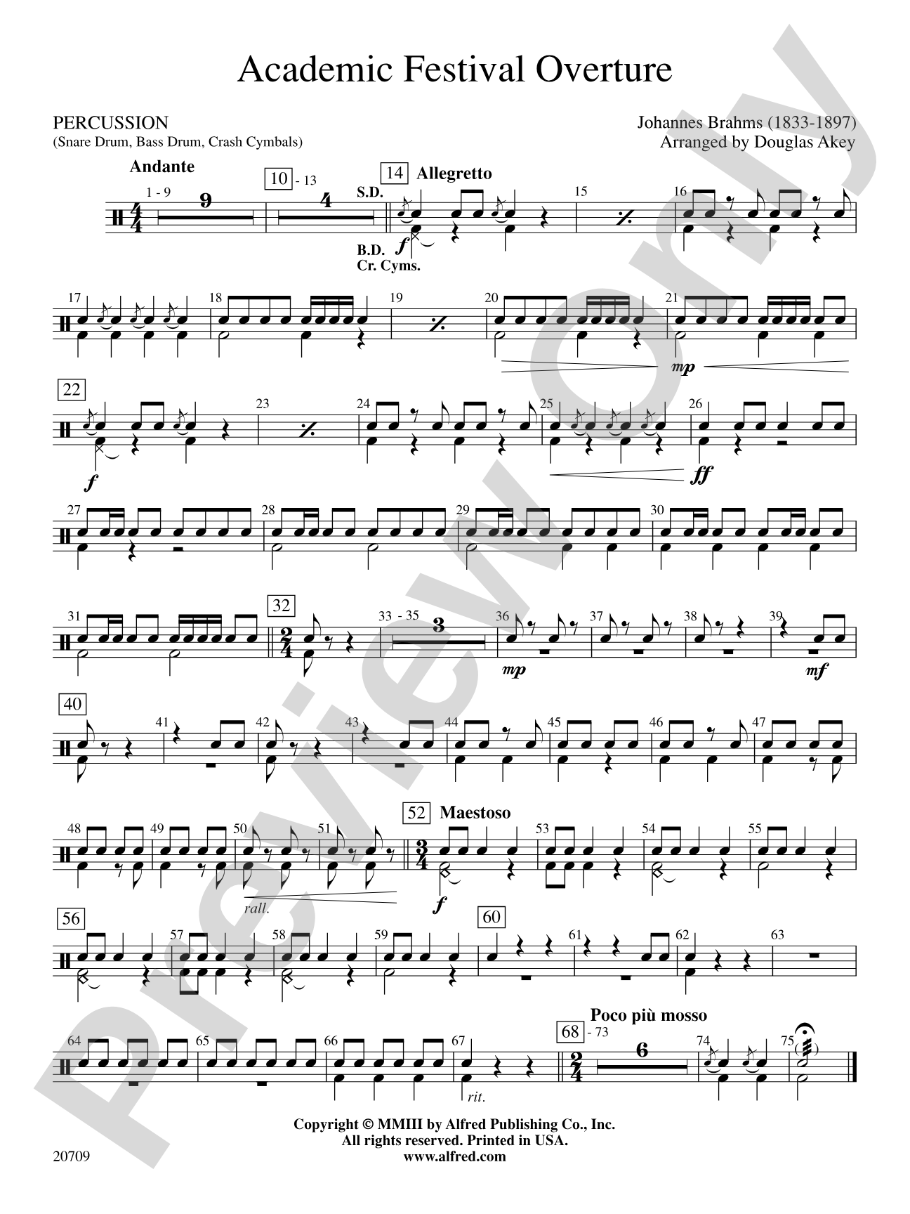Academic Festival Overture: 1st Percussion