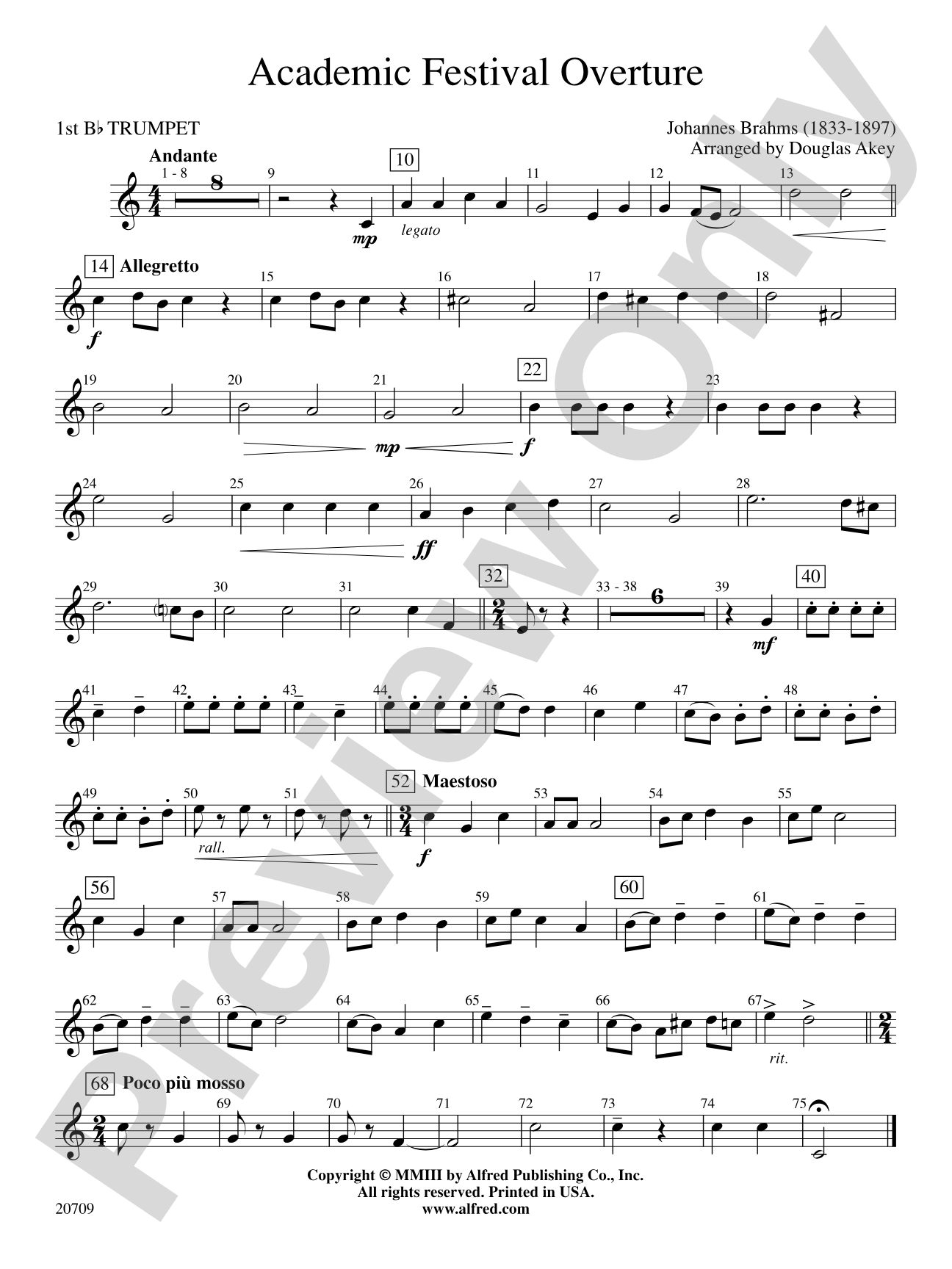 Academic Festival Overture: 1st B-flat Trumpet