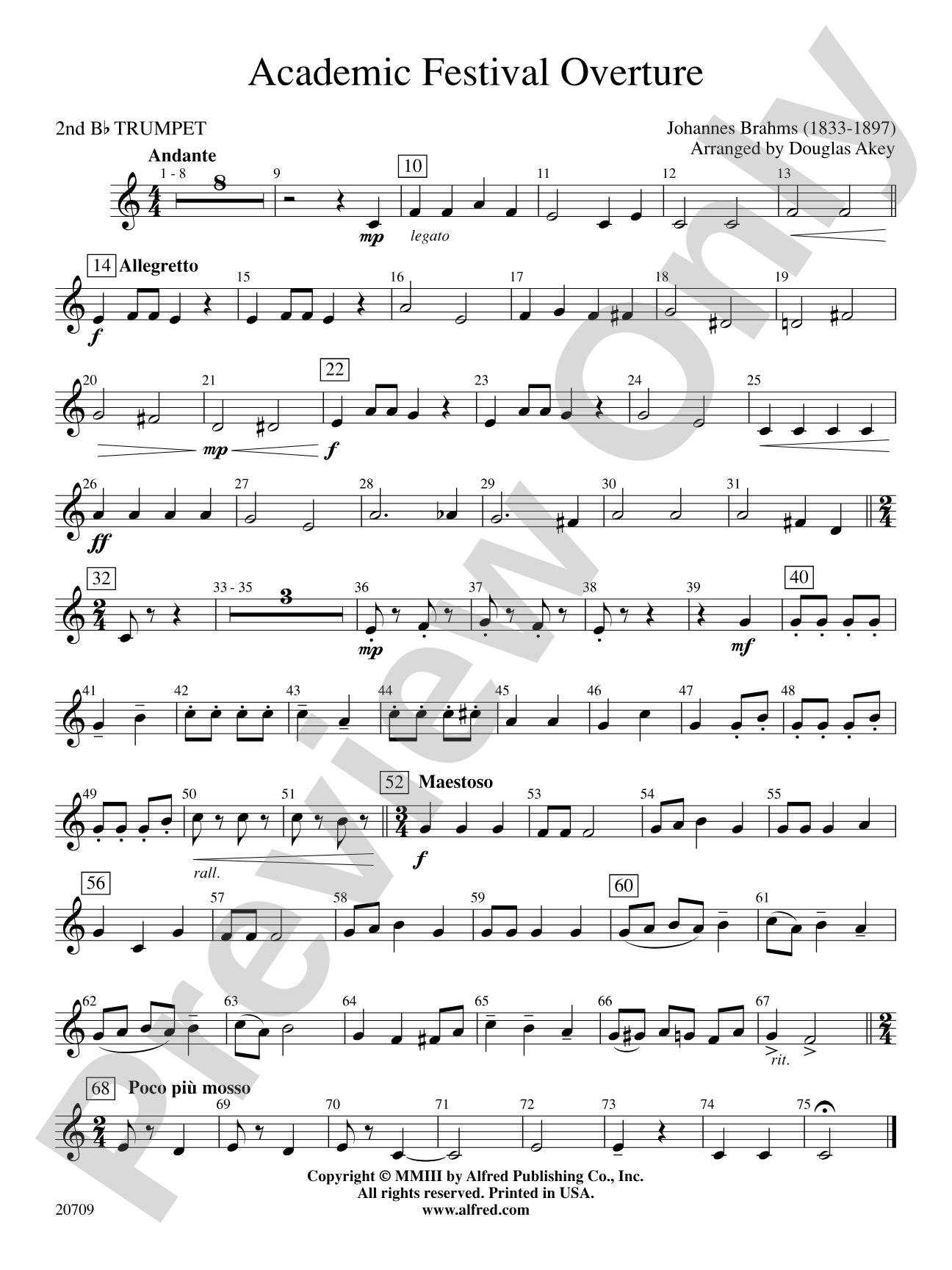 Academic Festival Overture: 2nd B-flat Trumpet
