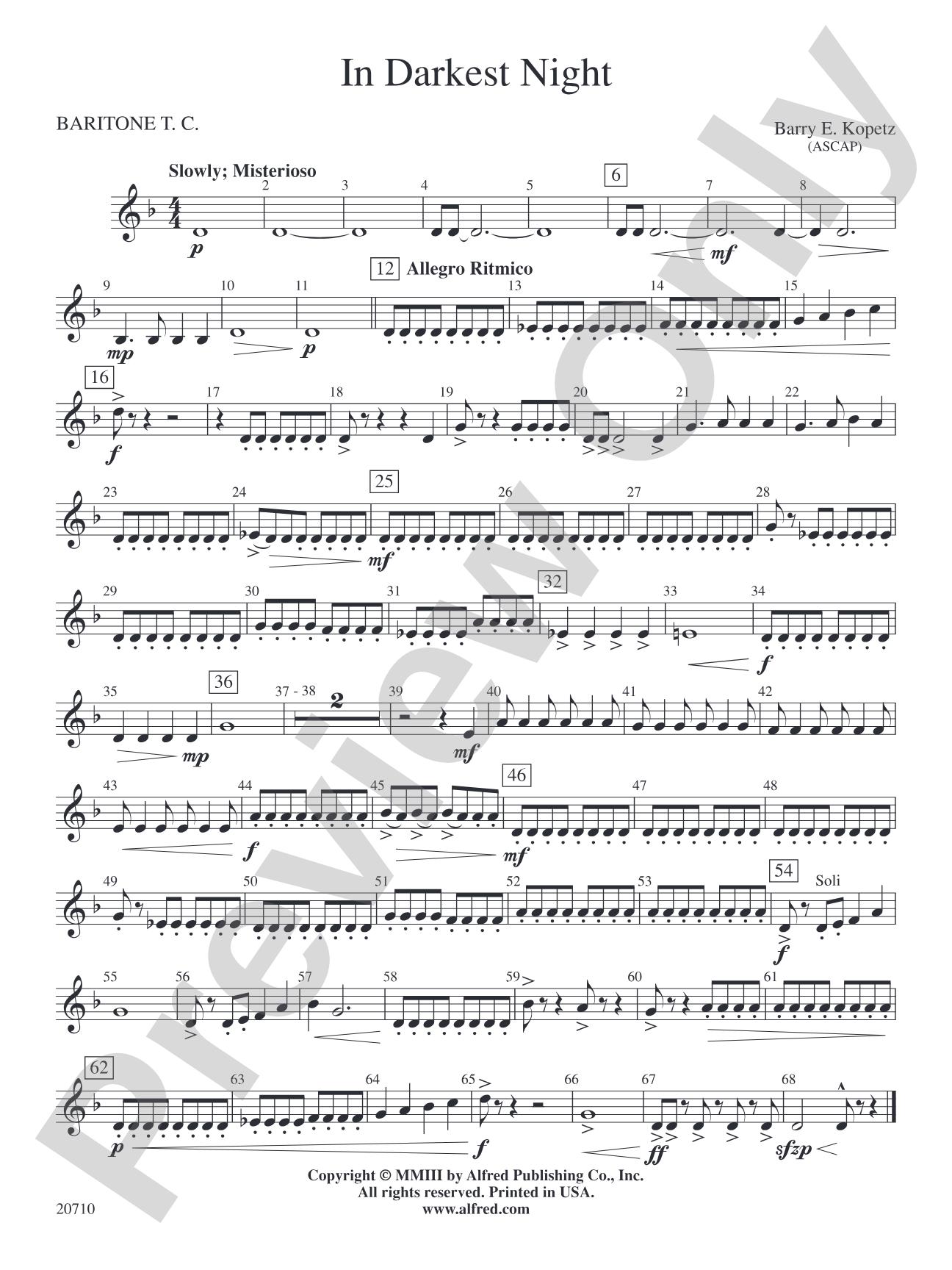 In Darkest Night: Baritone T.C.