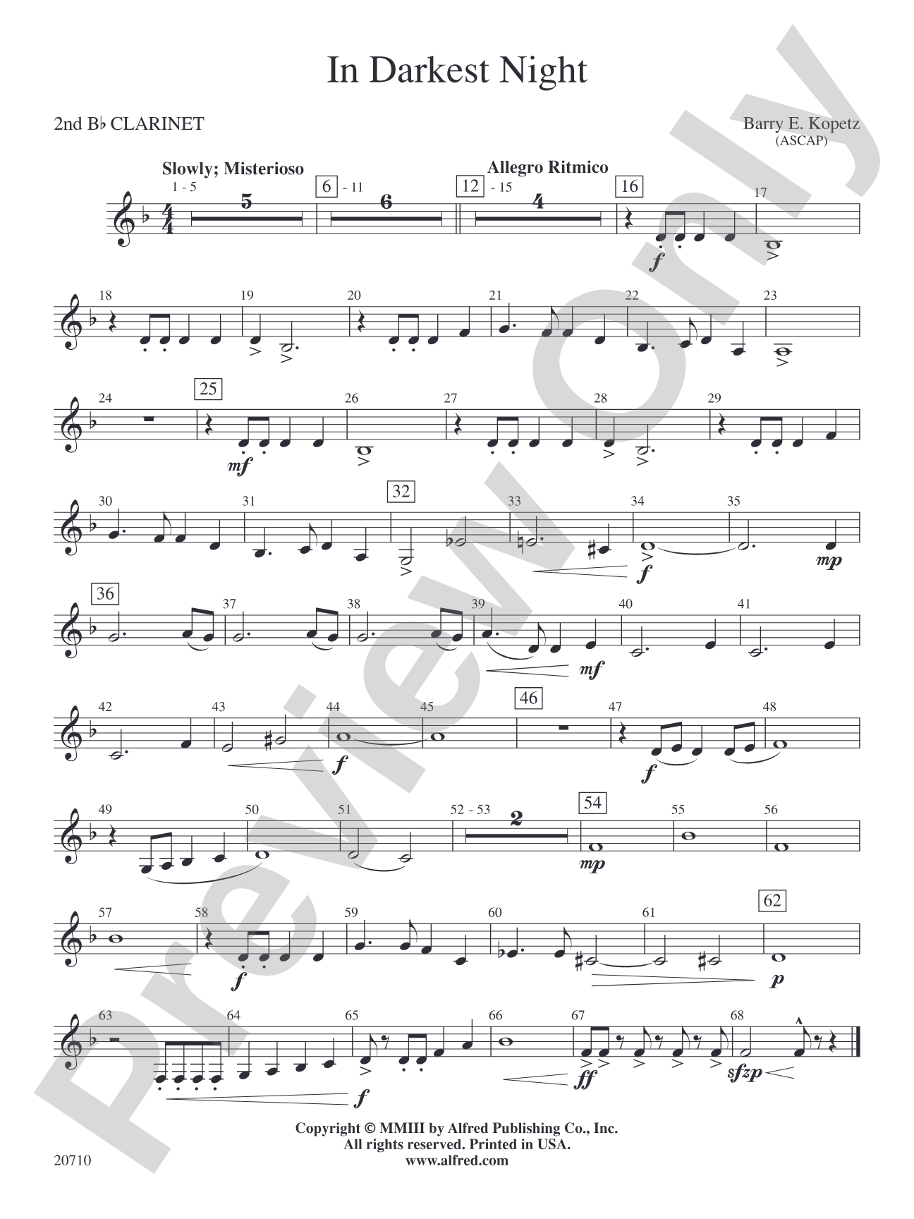 In Darkest Night: 2nd B-flat Clarinet