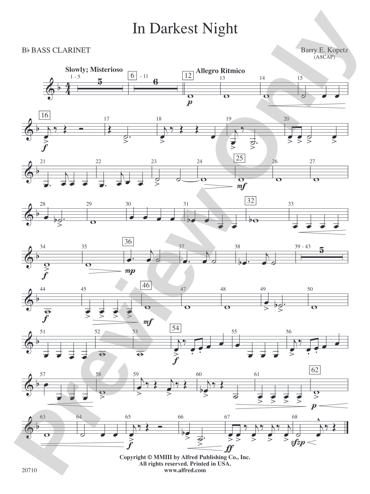 In Darkest Night: B-flat Bass Clarinet