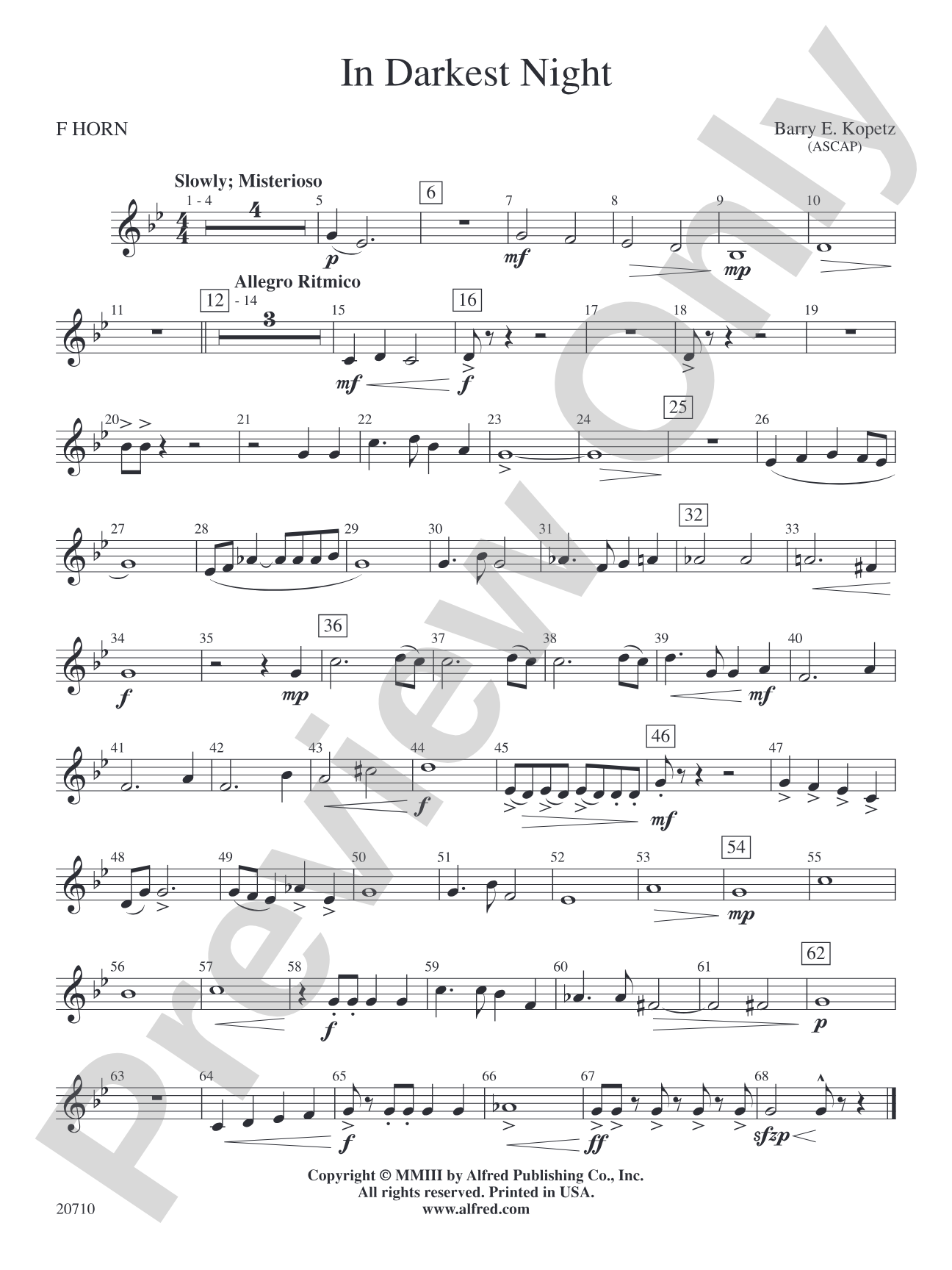 In Darkest Night: 1st F Horn