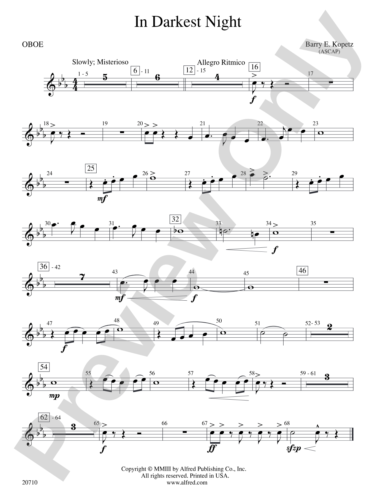 In Darkest Night: Oboe