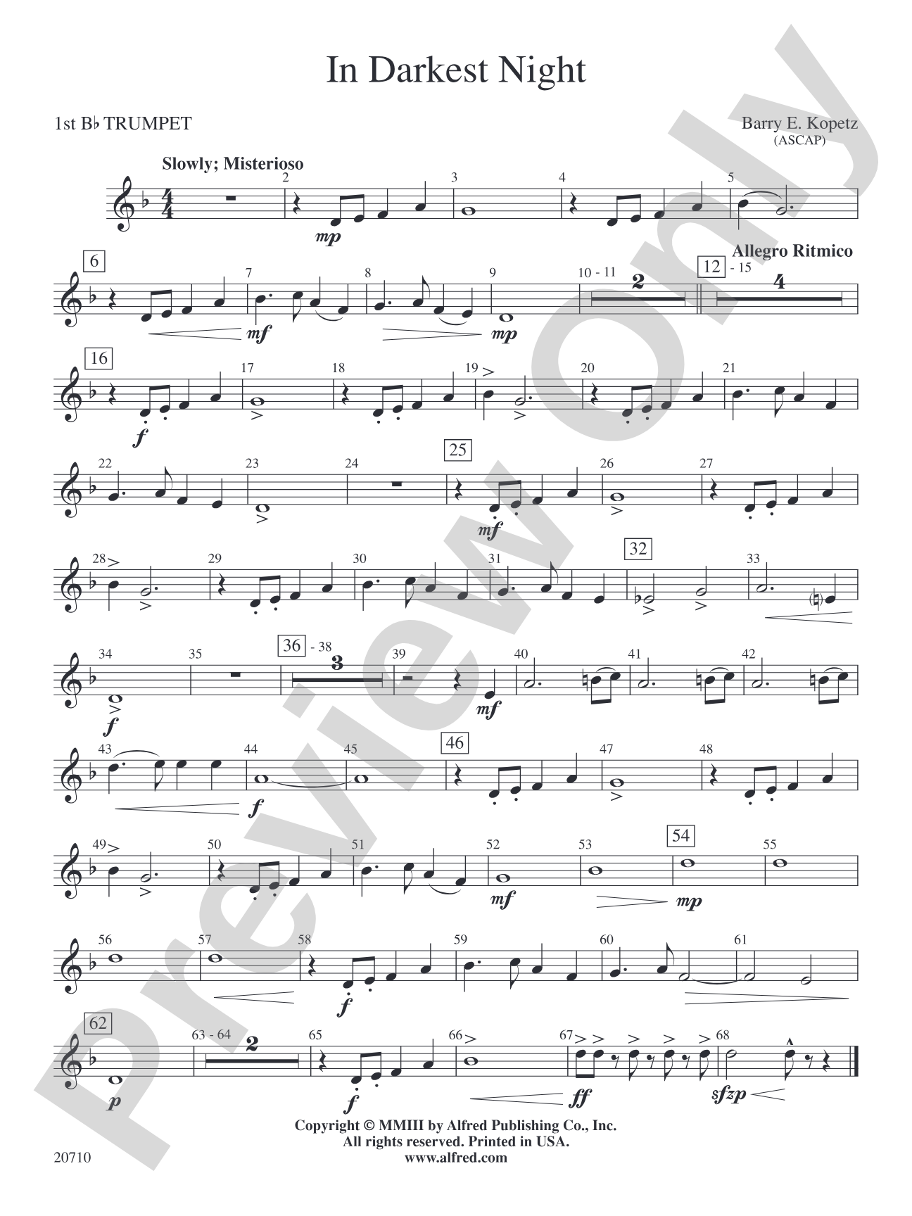 In Darkest Night: 1st B-flat Trumpet