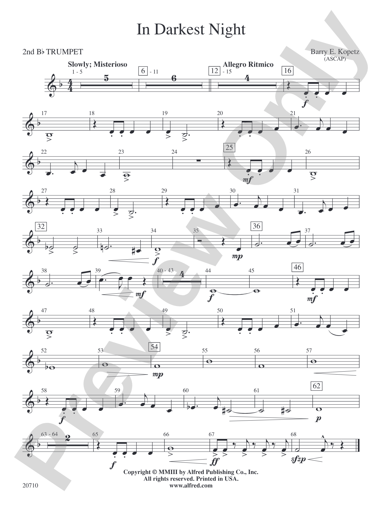 In Darkest Night: 2nd B-flat Trumpet