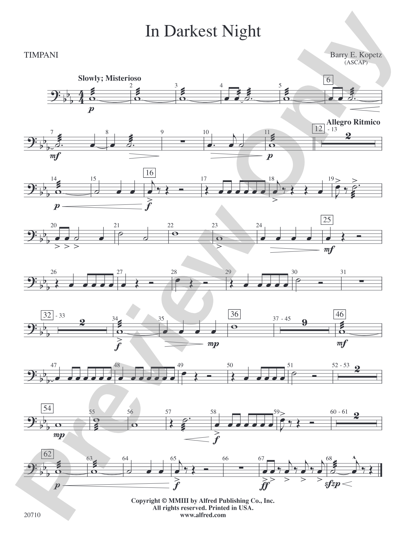 In Darkest Night: Timpani
